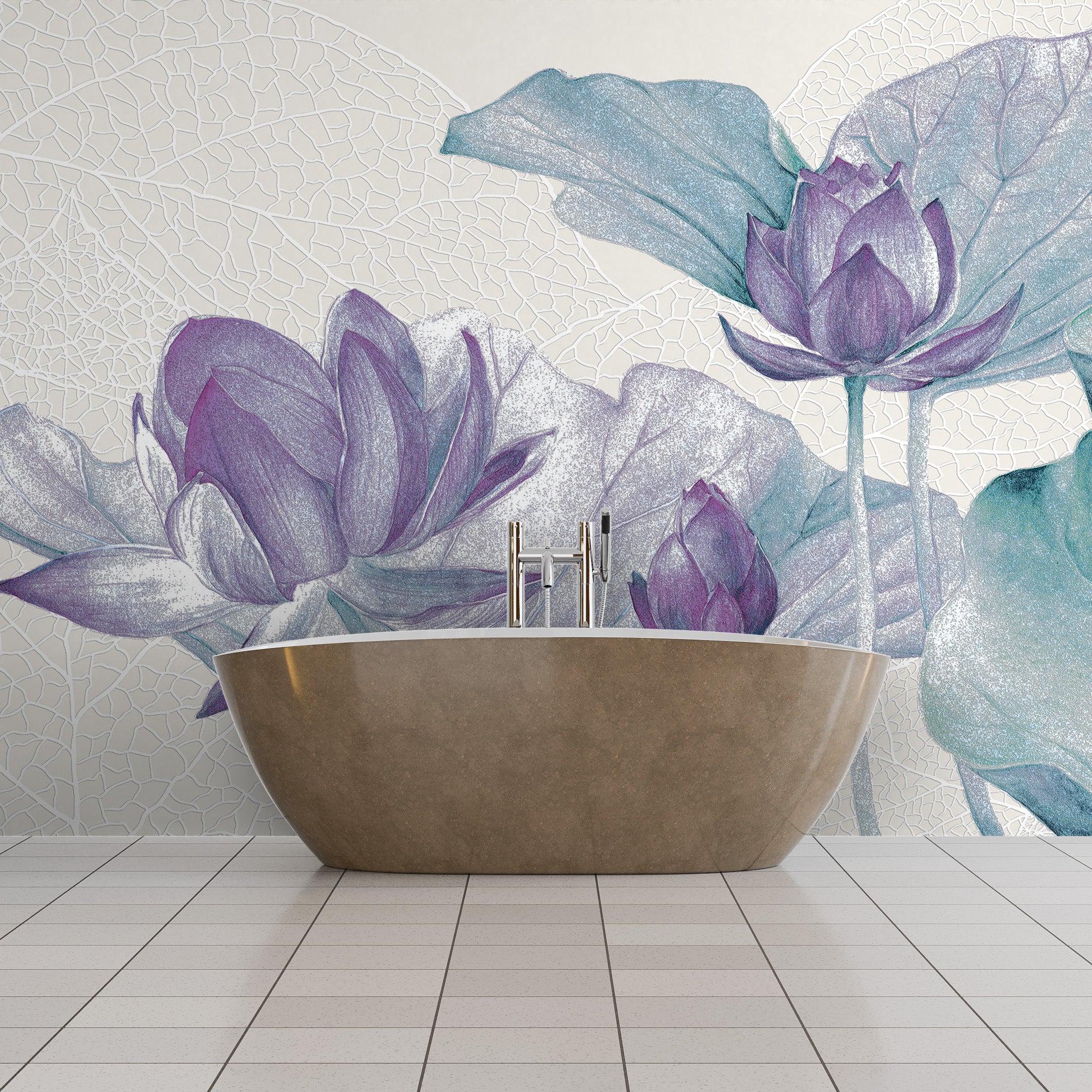 3D Lotus Flower - Printed Mural