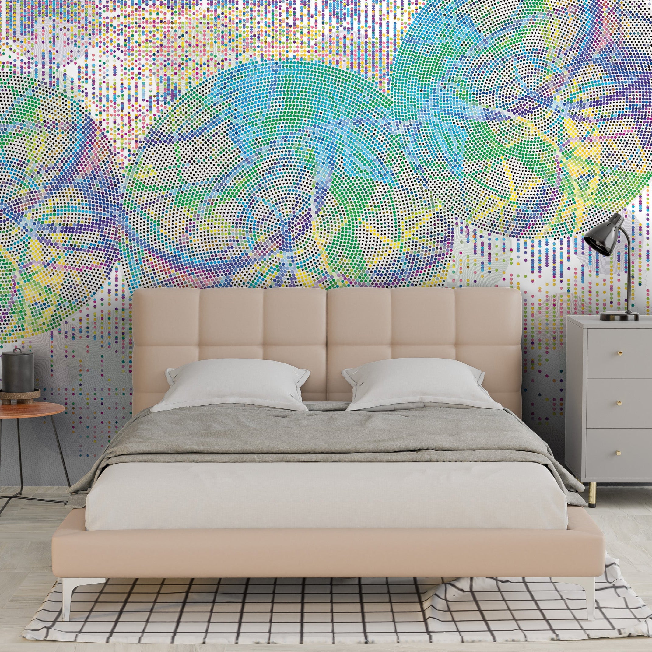3D Dotted Digital Bloom - Printed Mural
