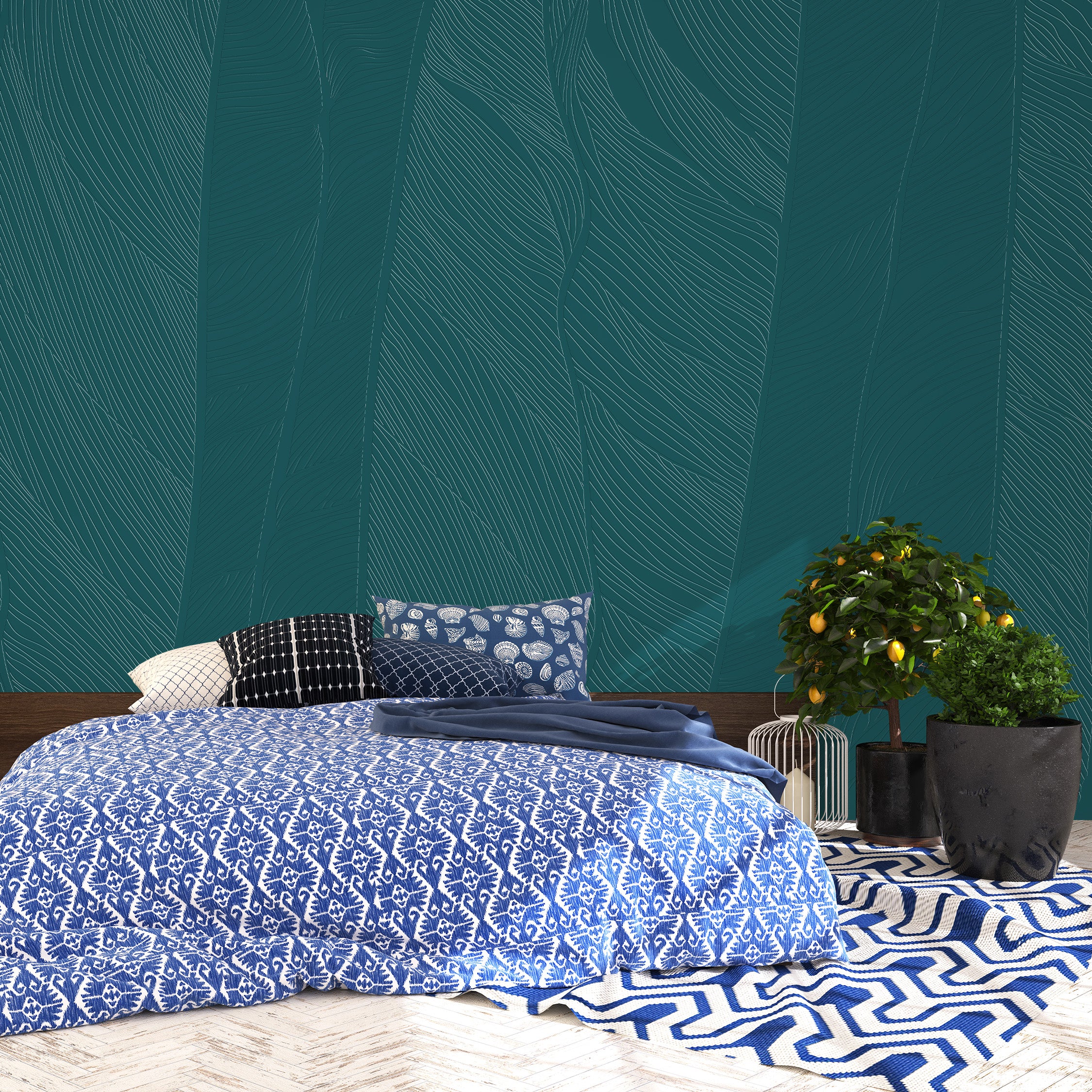 3D Cascading Reed Texture - Paintable Mural