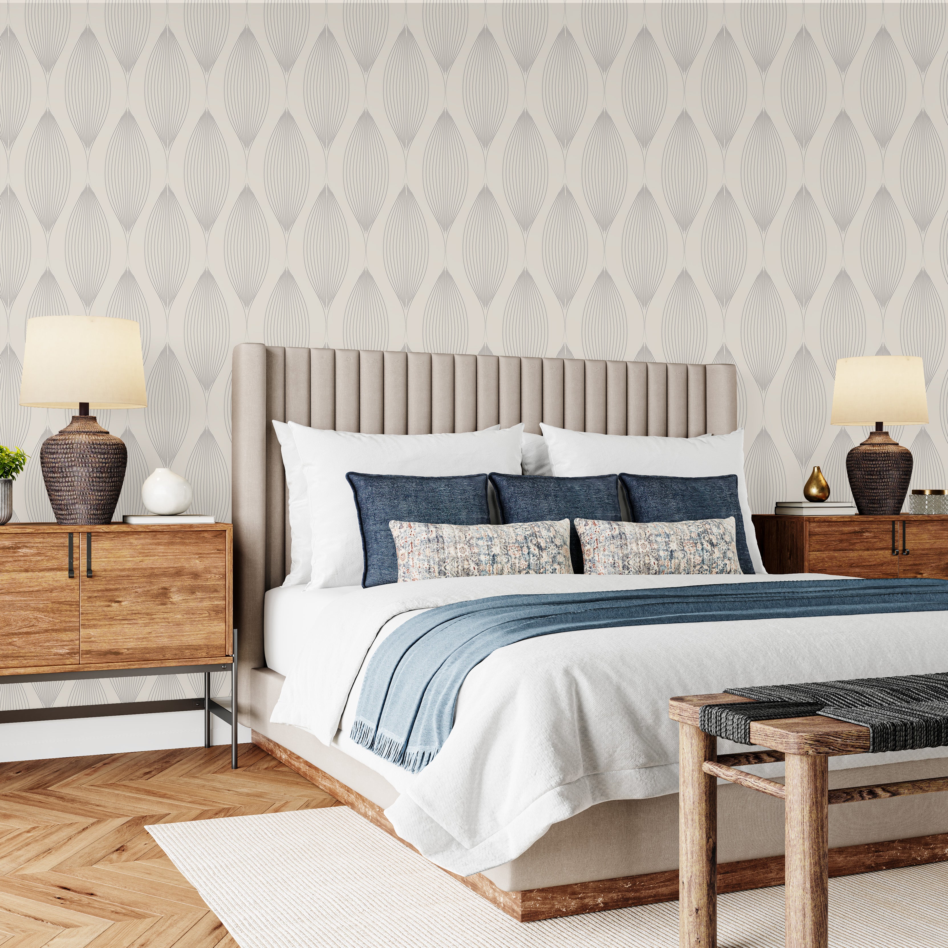 3D Minimalist Stem Rhythm - Paintable Wallpaper