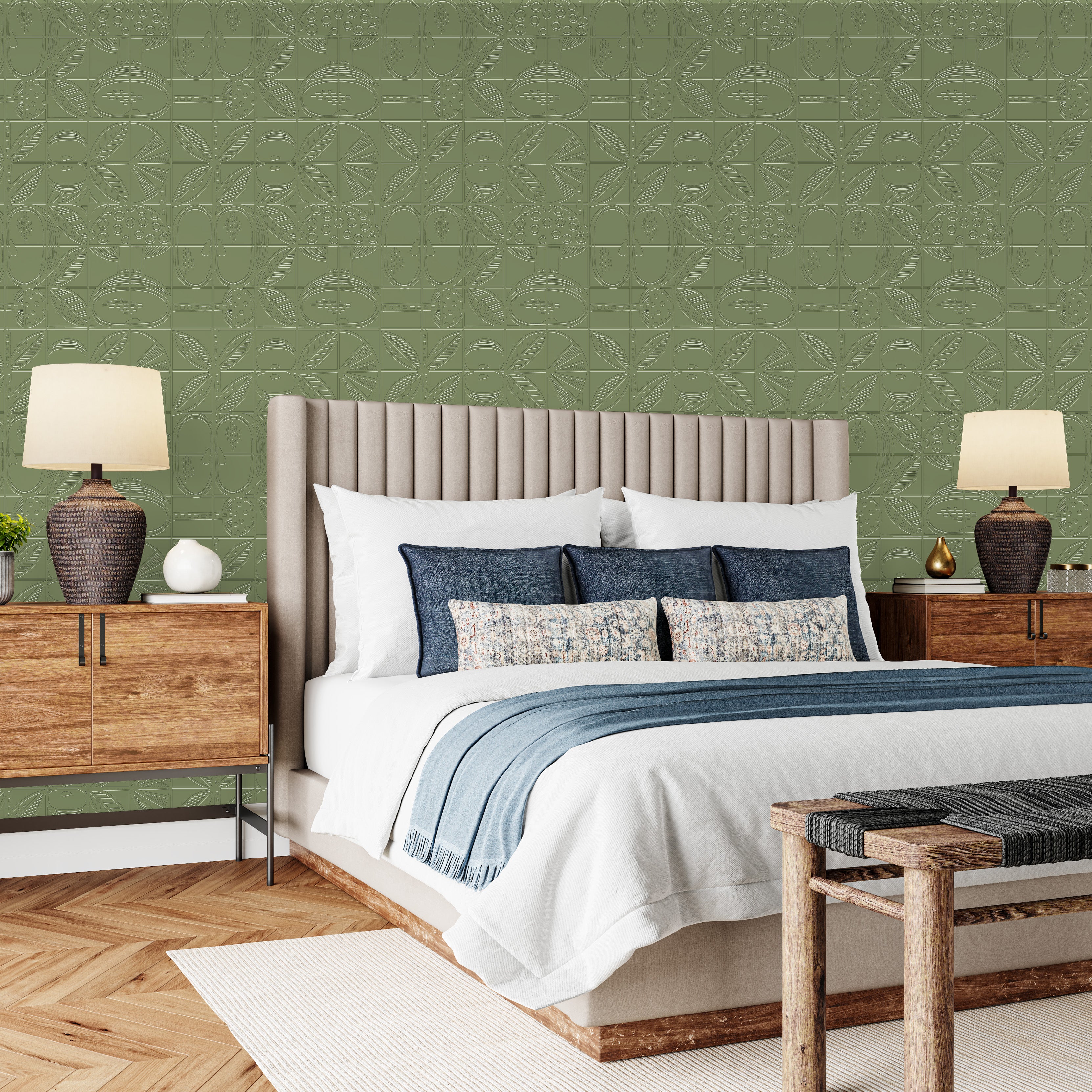 3D Symmetrical Garden Square - Paintable Wallpaper