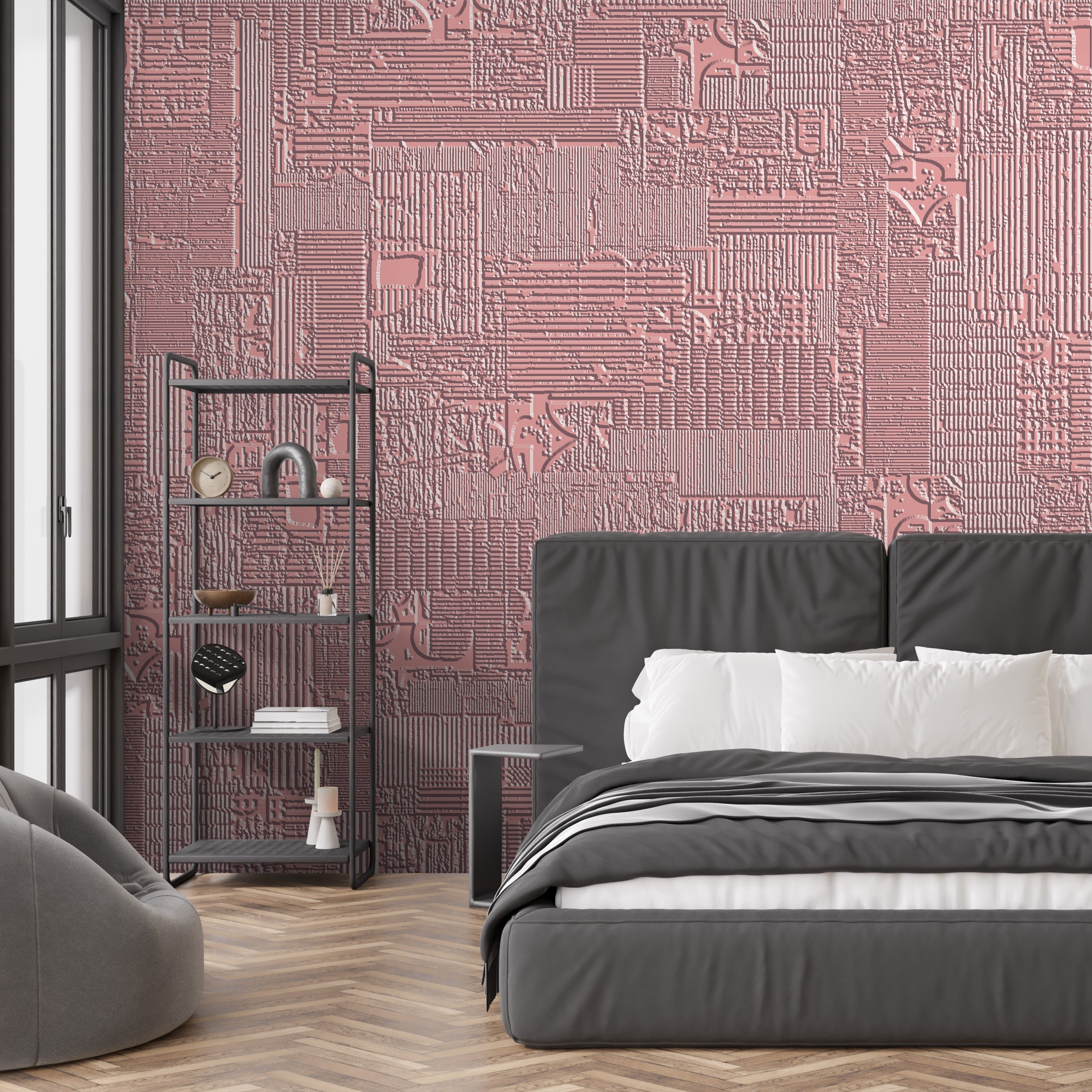 3D Digital Blueprint Facade - Paintable Mural