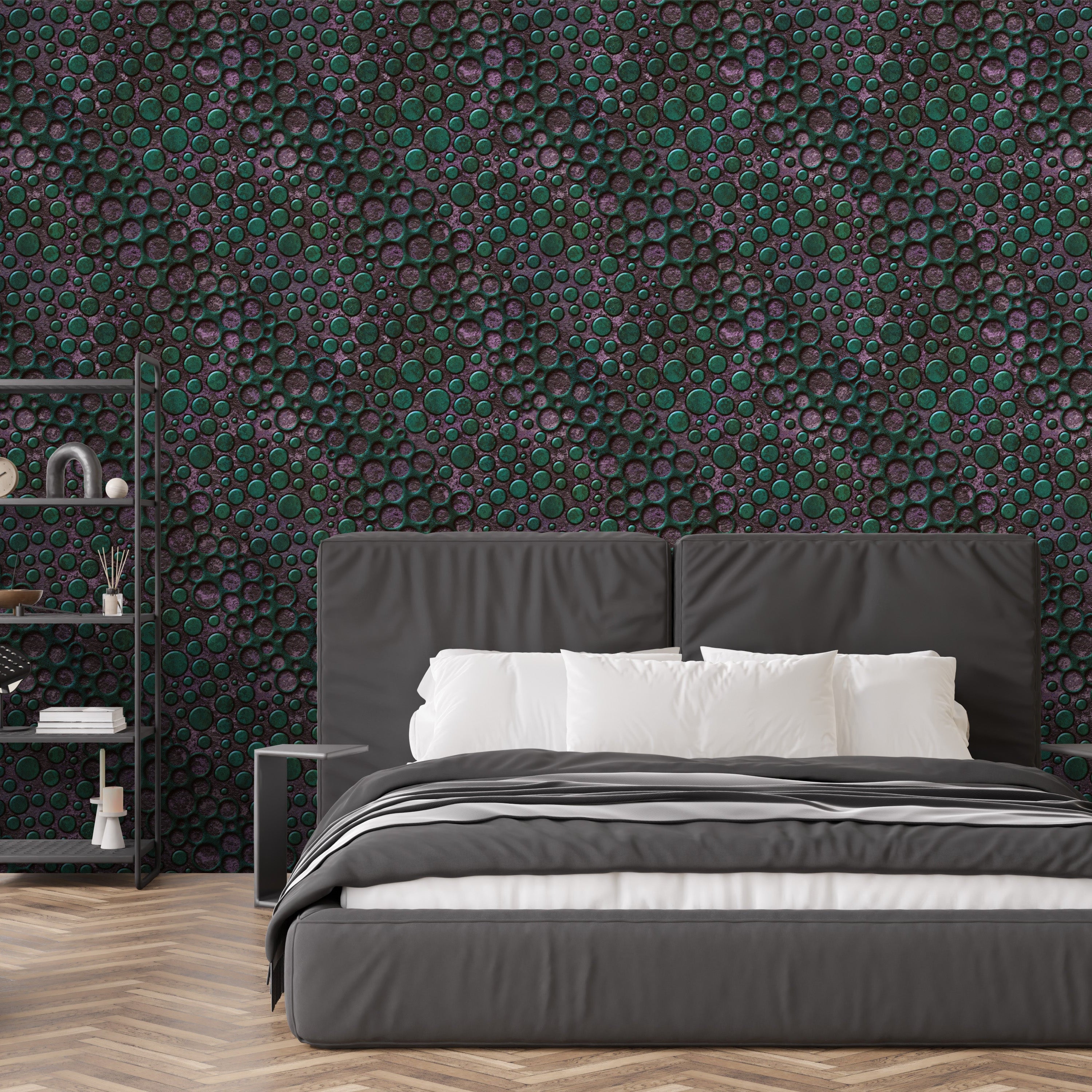 3D Metallic Bubbles - Printed Wallpaper