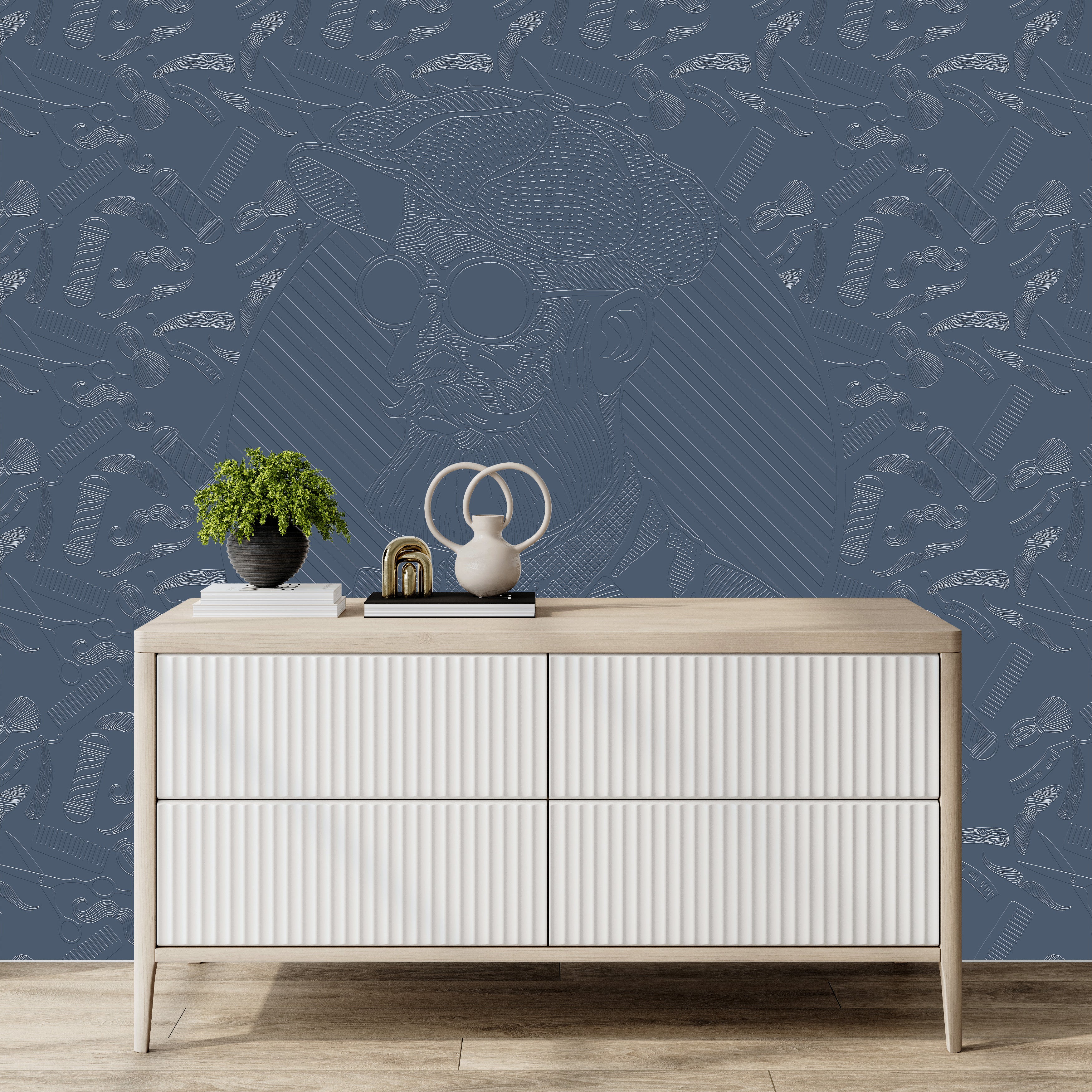 3D Vintage Grooming Tapestry - Paintable Mural