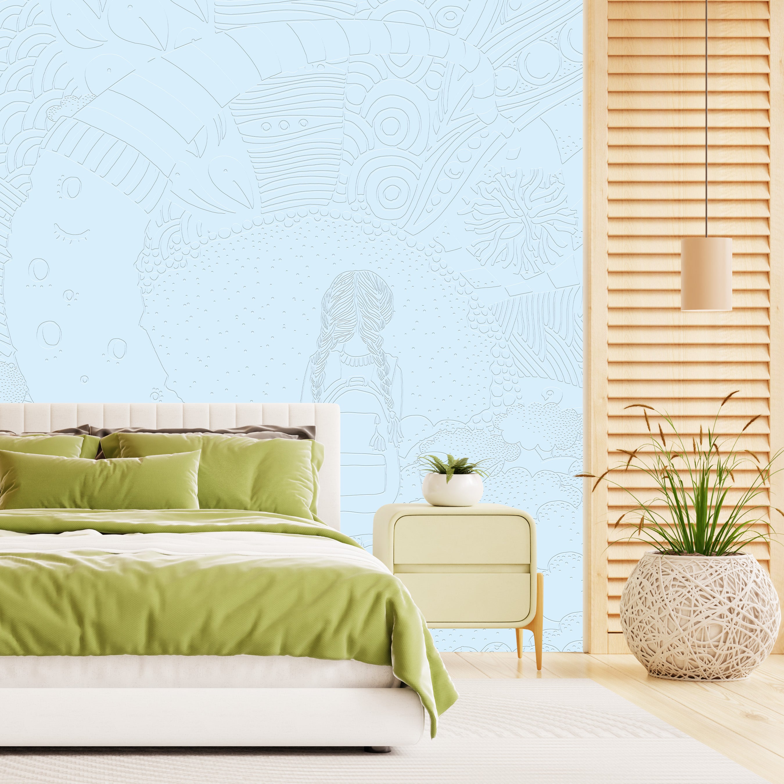 3D Moon Child Dreamscape - Paintable Mural