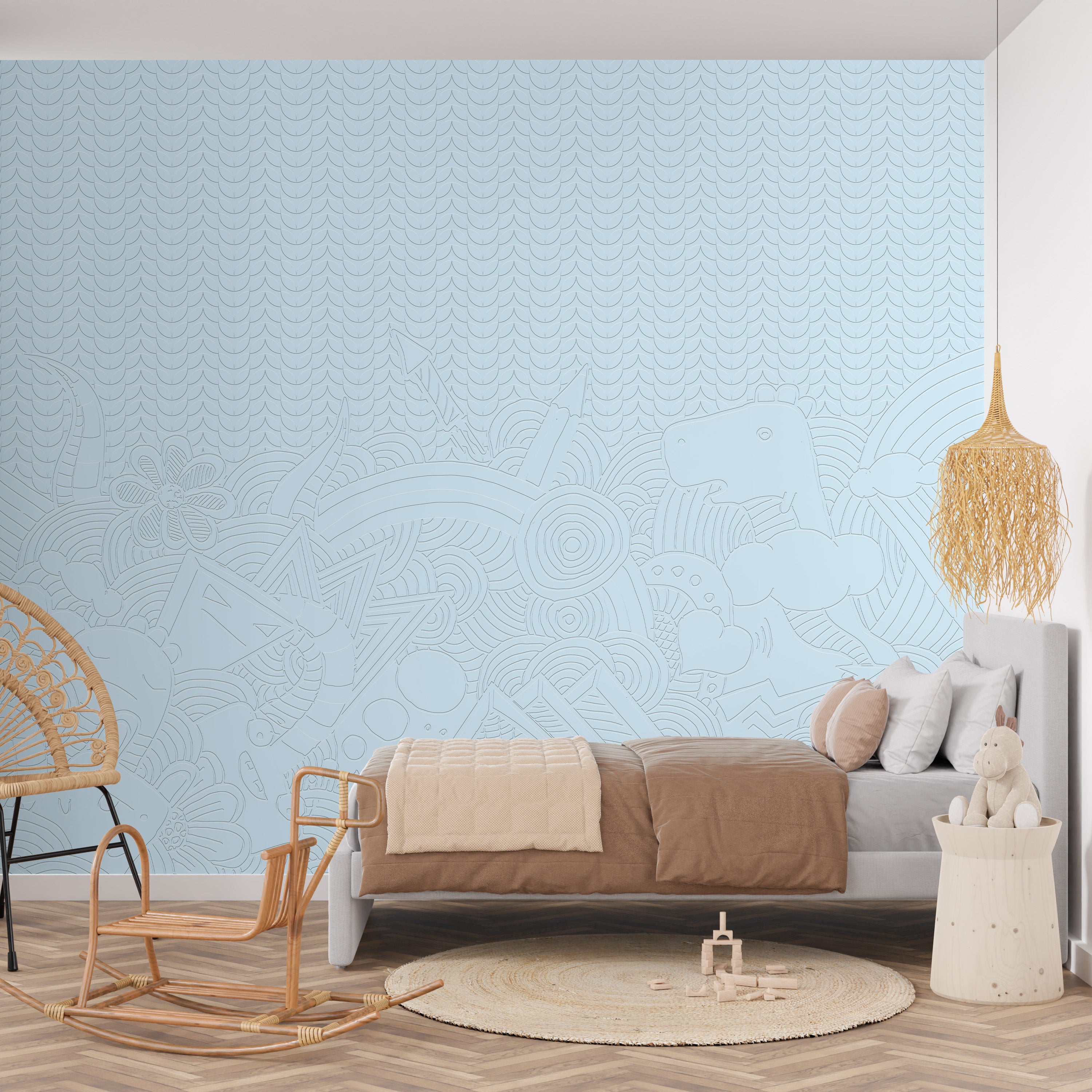 3D Dinosaur & Doodle Nursery - Paintable Mural