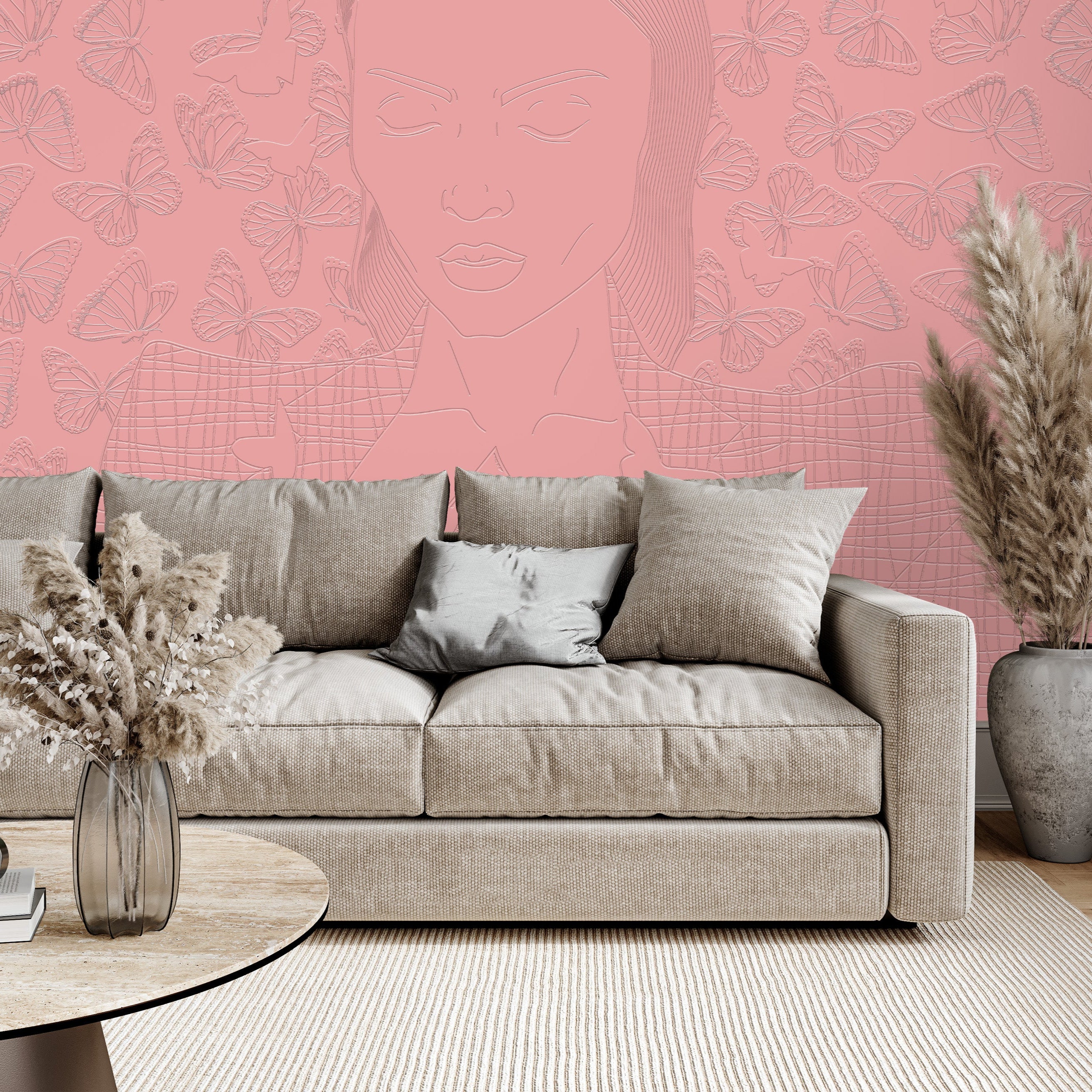 3D Butterfly Embrace - Paintable Mural