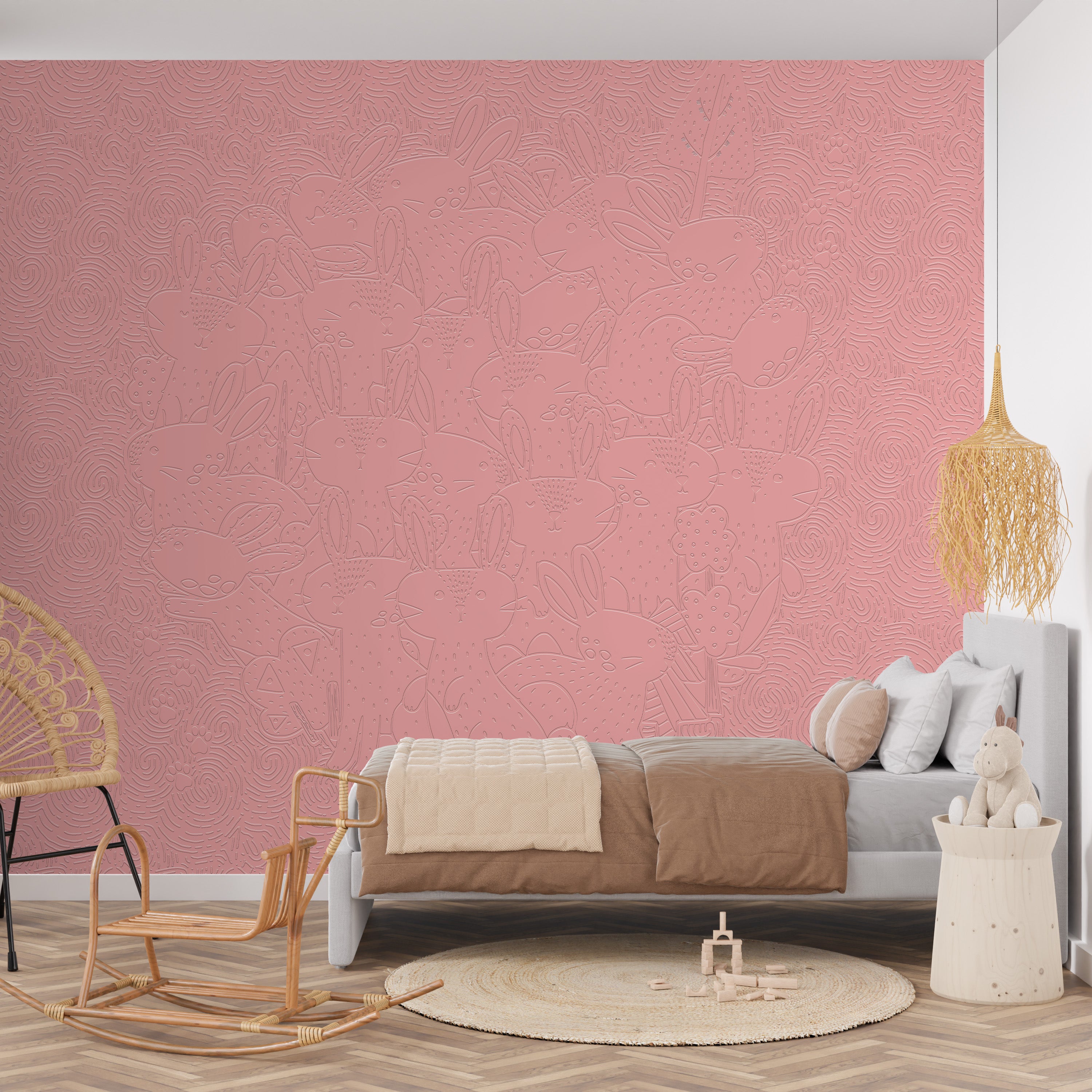 3D Bunny Burrow - Paintable Mural