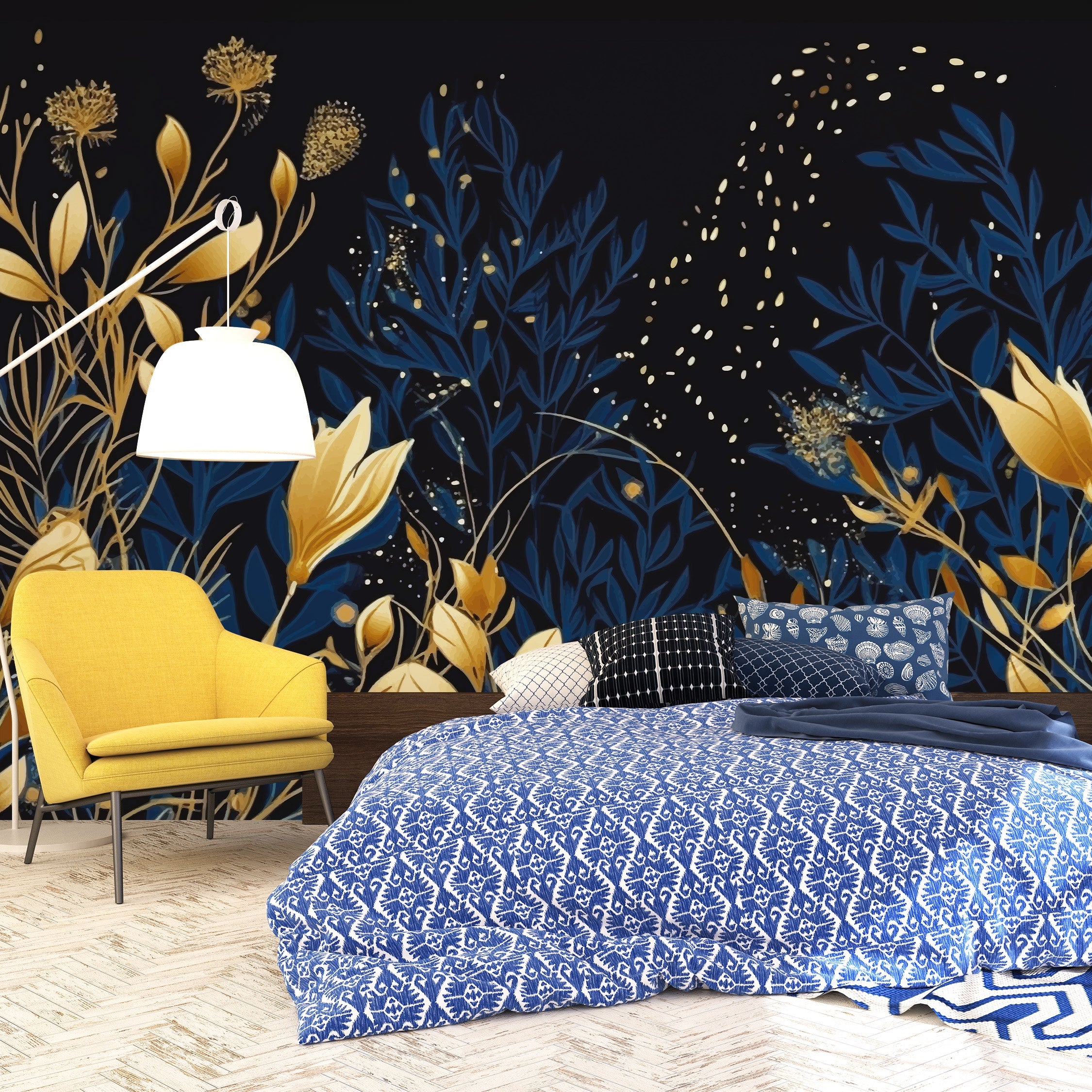 Sky Blue & Golden Bloom