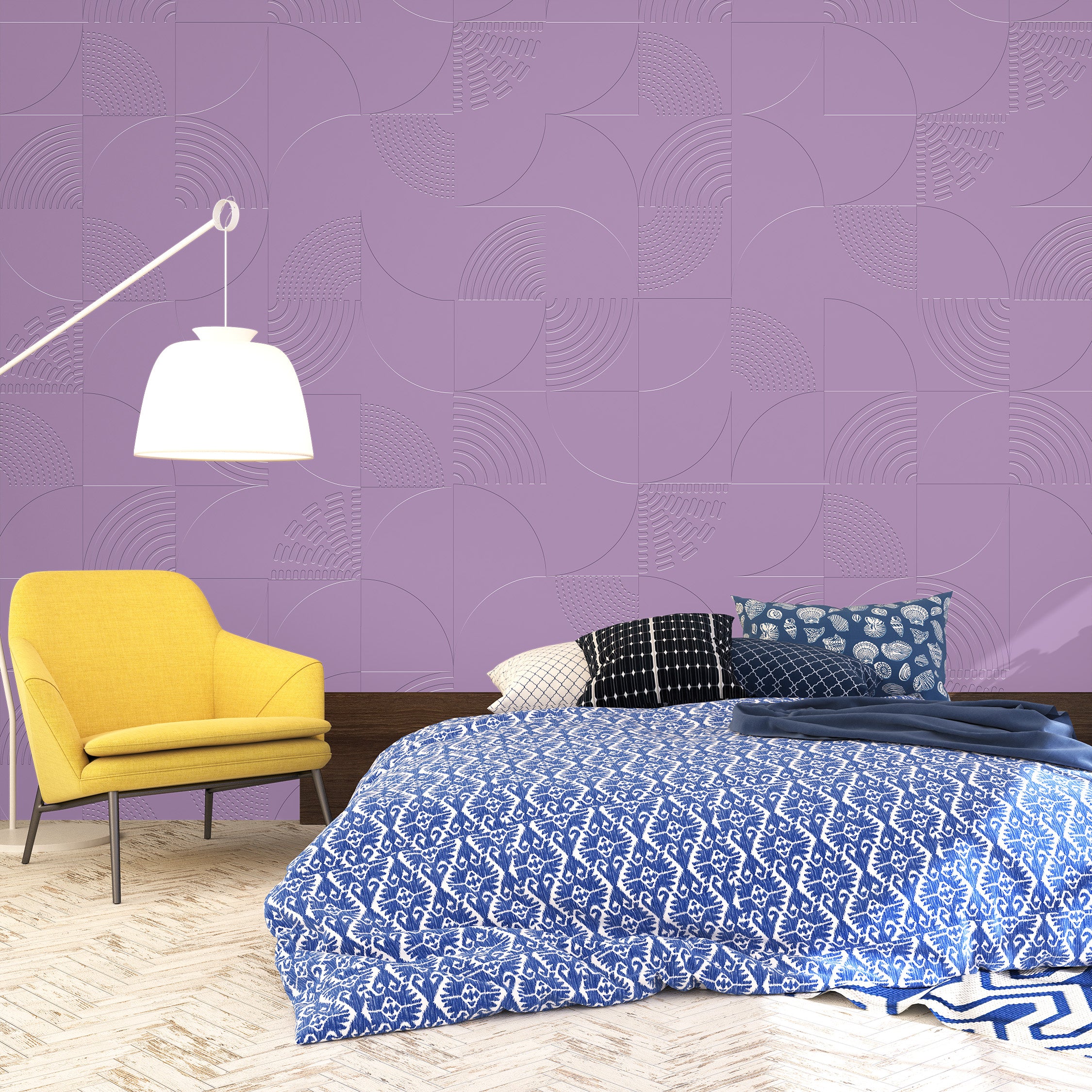 3D Geometric Radial Arc - Paintable Wallpaper