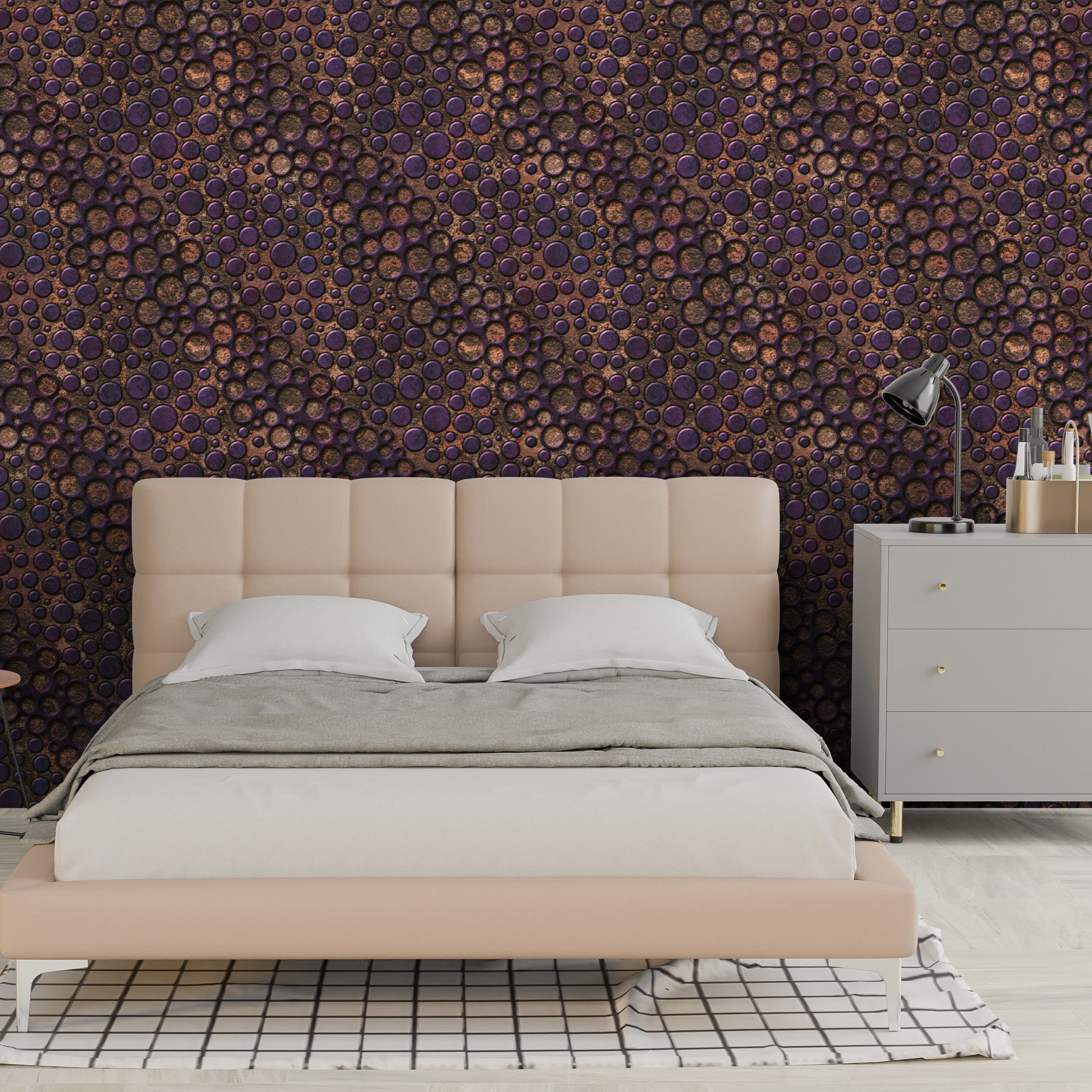 3D Metallic Bubbles - Printed Wallpaper