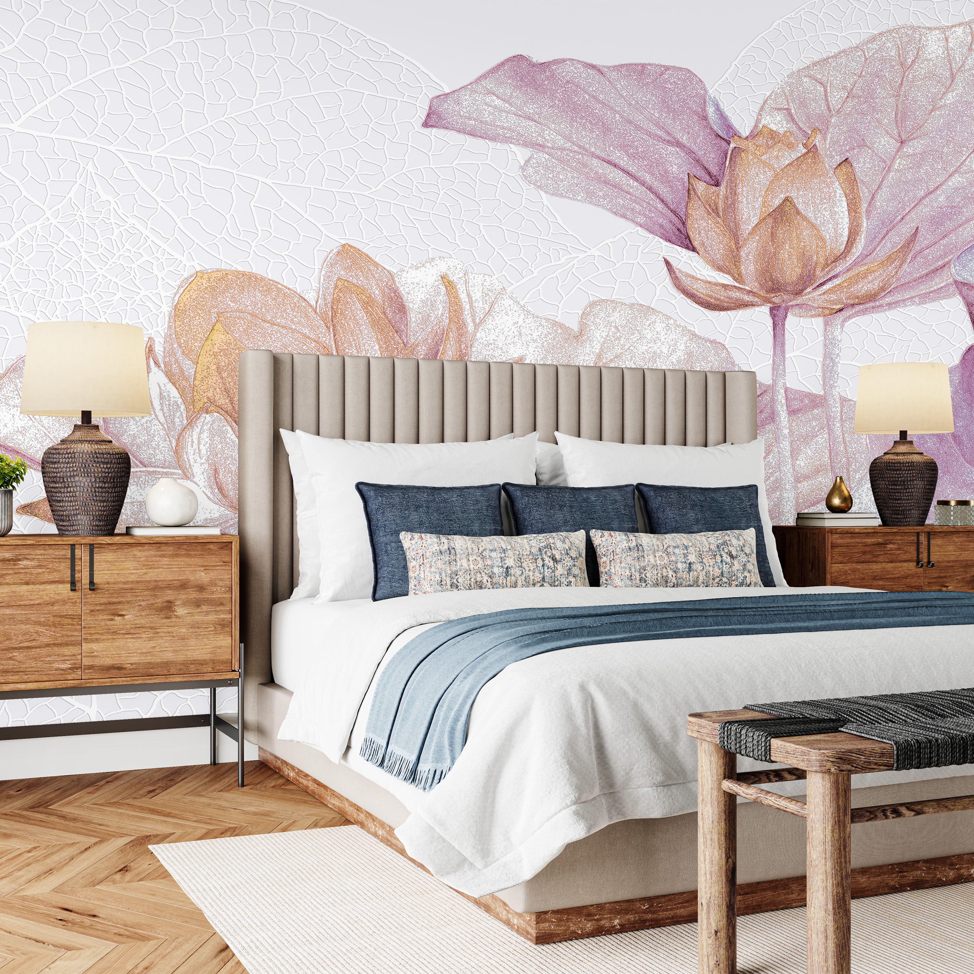 3D Lotus Flower - Printed Mural