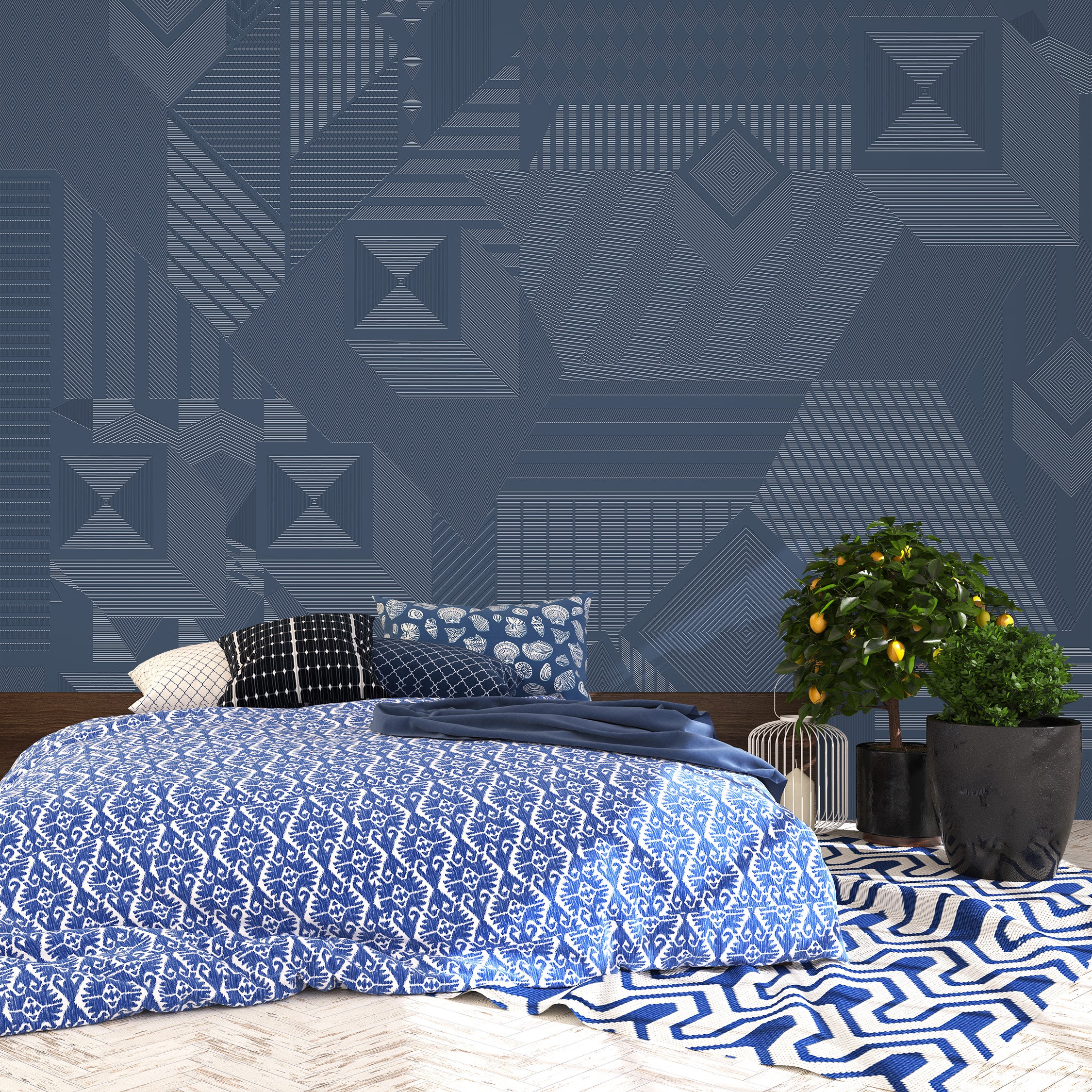 3D Modern Geo Prism - Paintable Mural