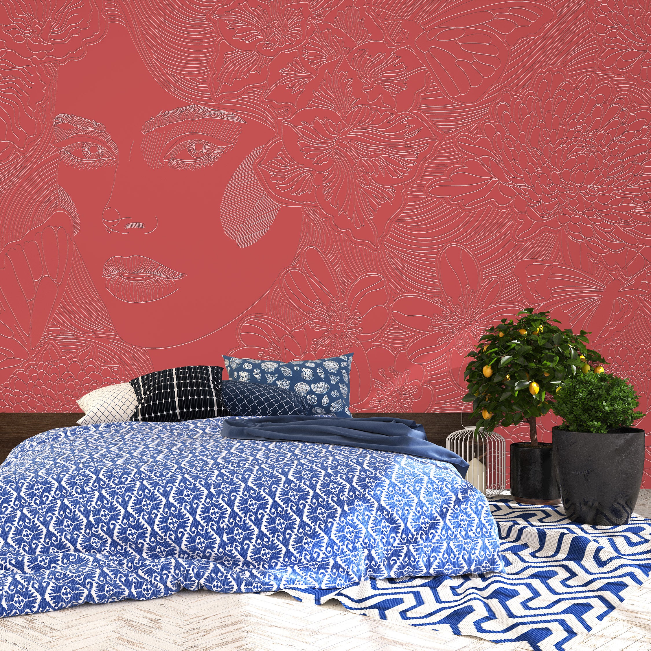 3D Floral Serenity - Paintable Mural