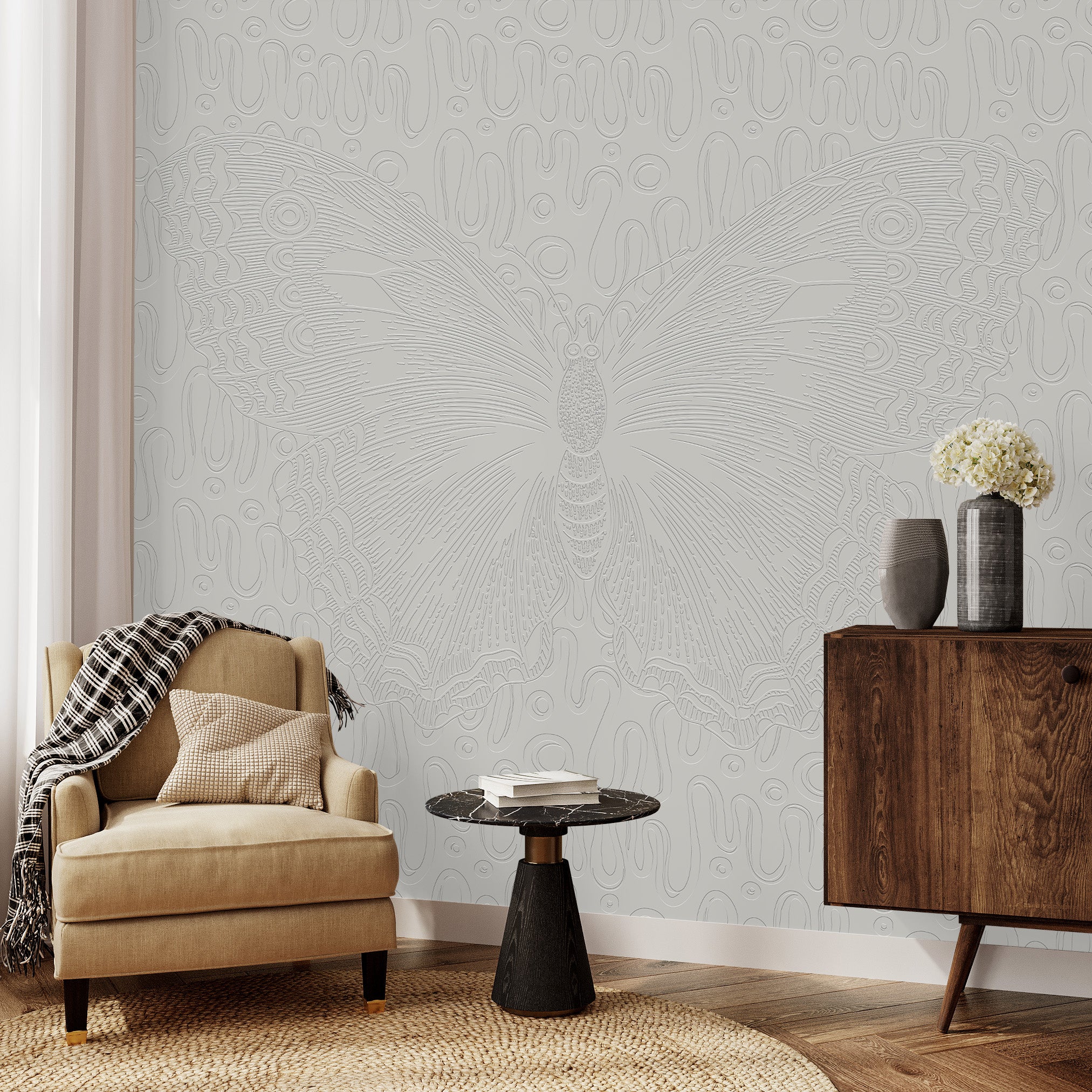 3D Monarch Relief - Paintable Mural