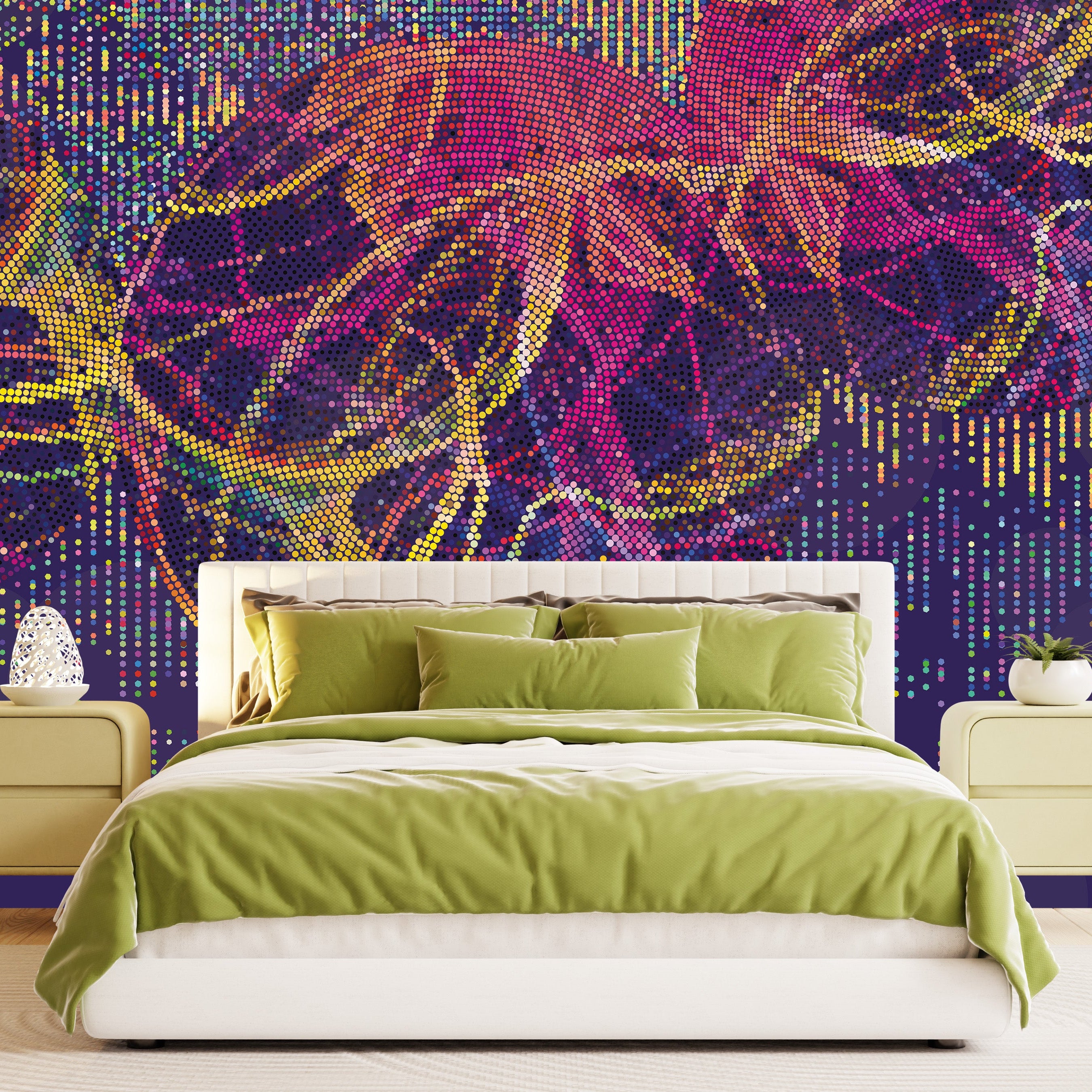 3D Dotted Digital Bloom - Printed Mural