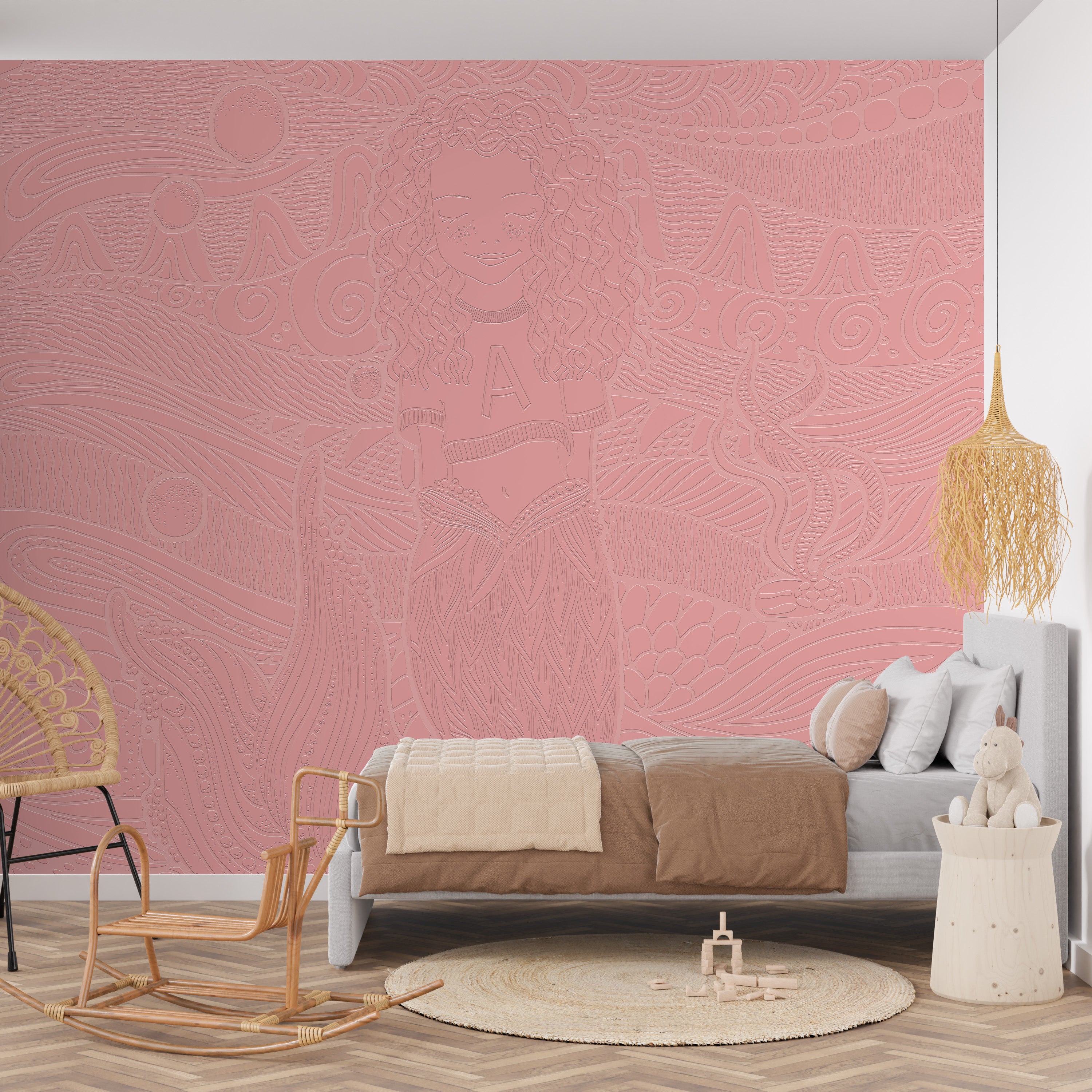 3D Dreamy Mermaid - Paintable Mural