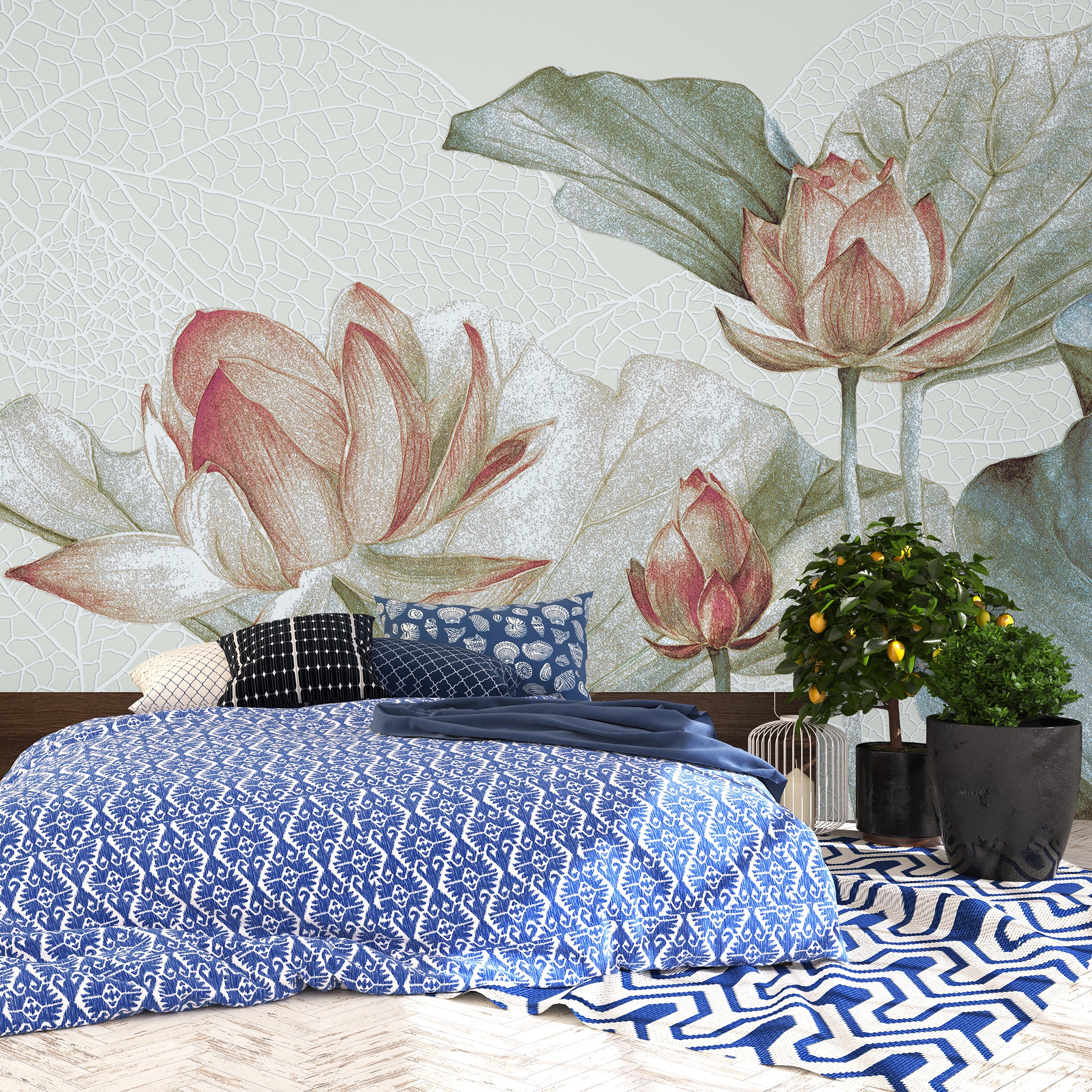 3D Lotus Flower - Printed Mural
