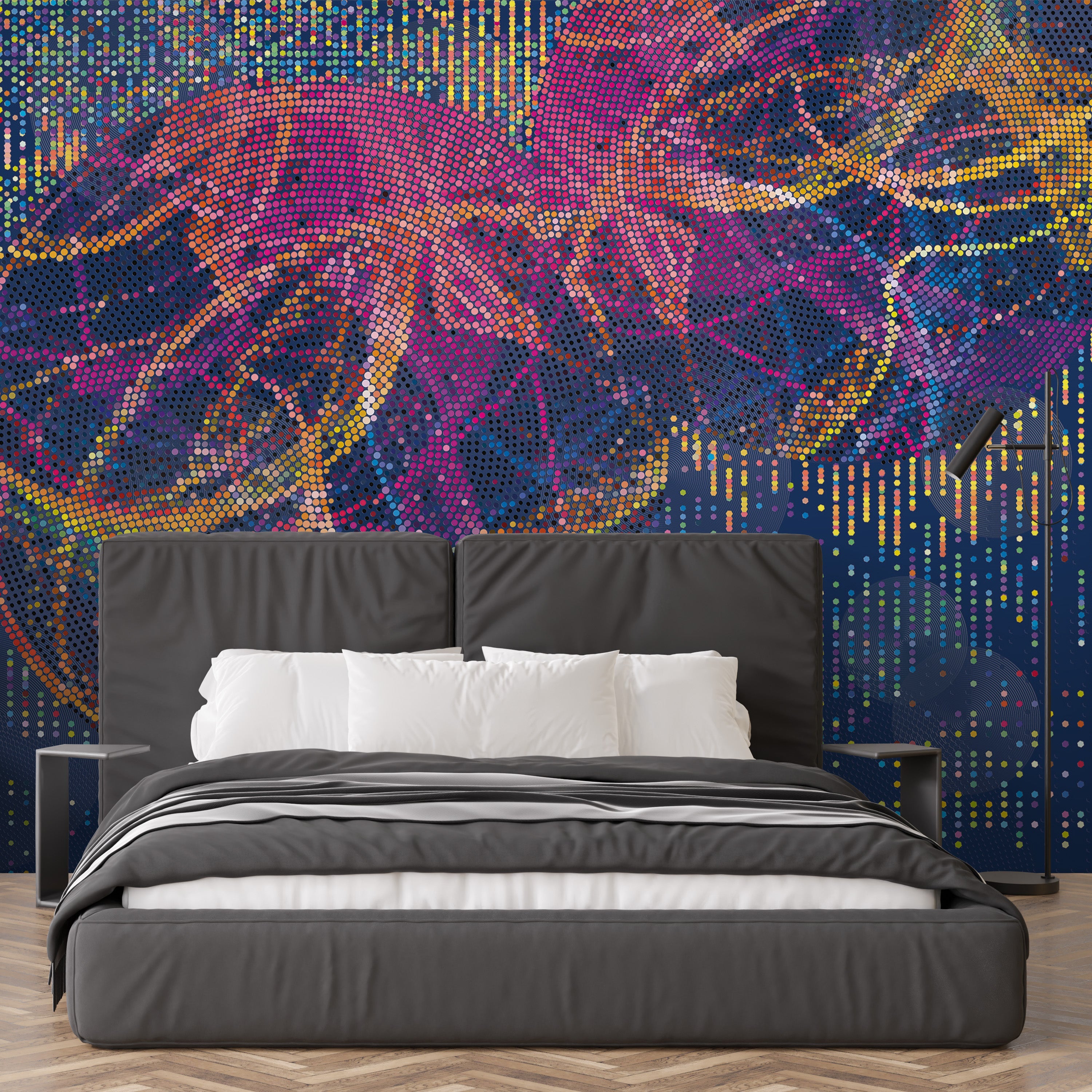 3D Dotted Digital Bloom - Printed Mural