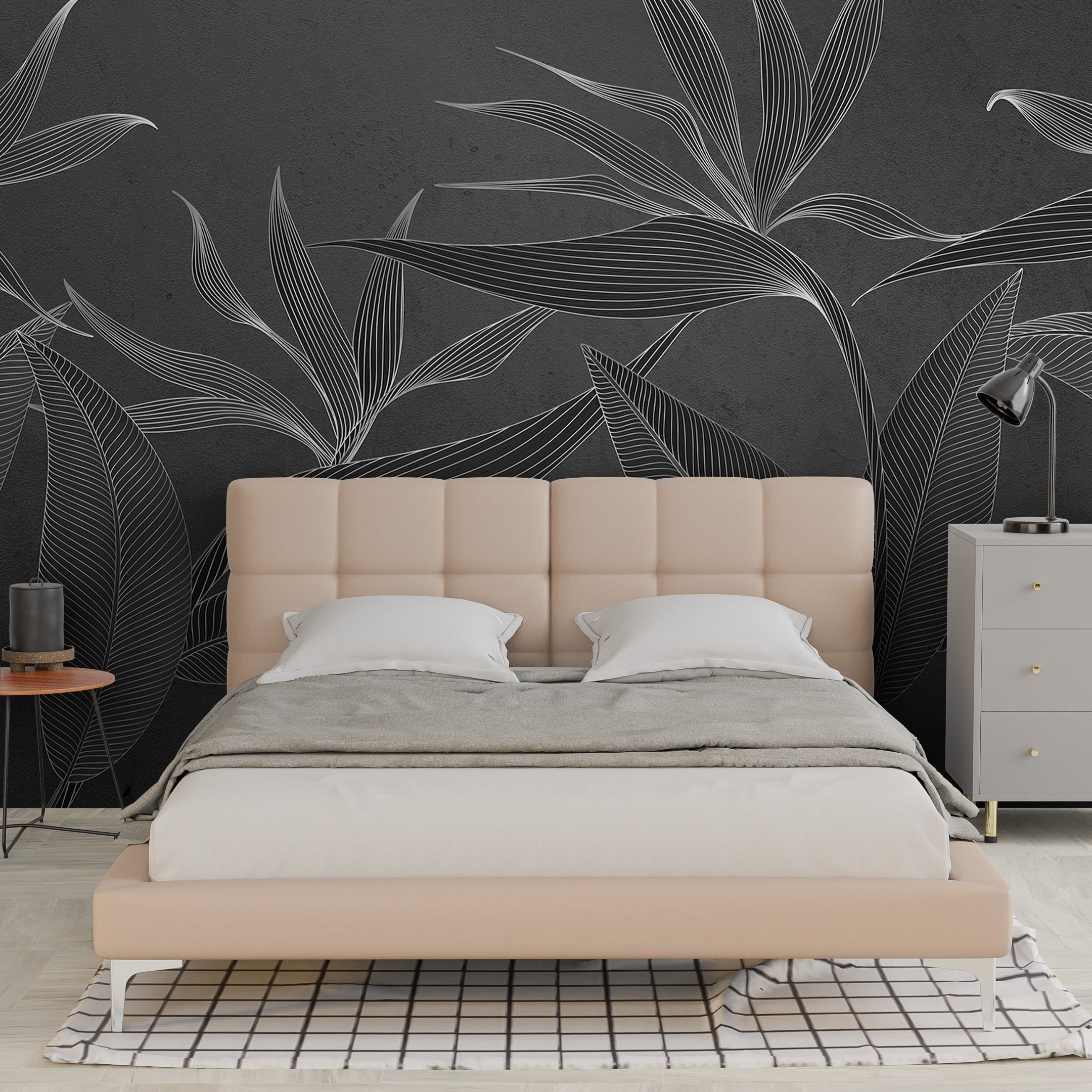 3D Golden Tropical Flowers - Printed Mural