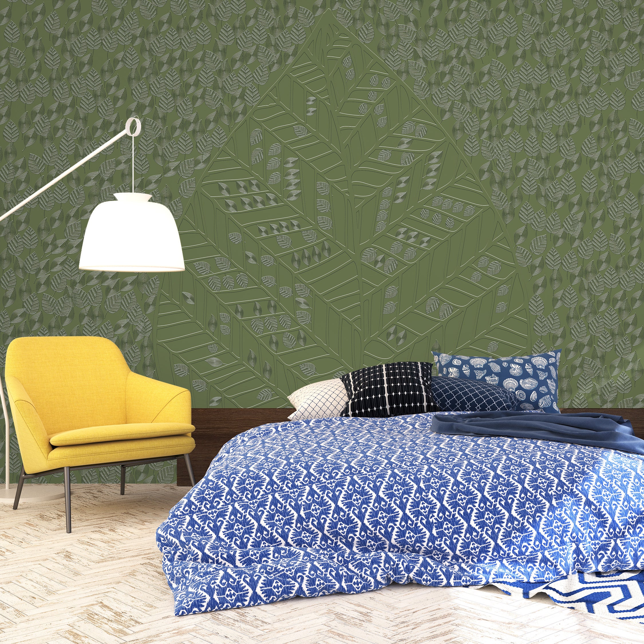 3D Serene Leaf - Paintable Mural