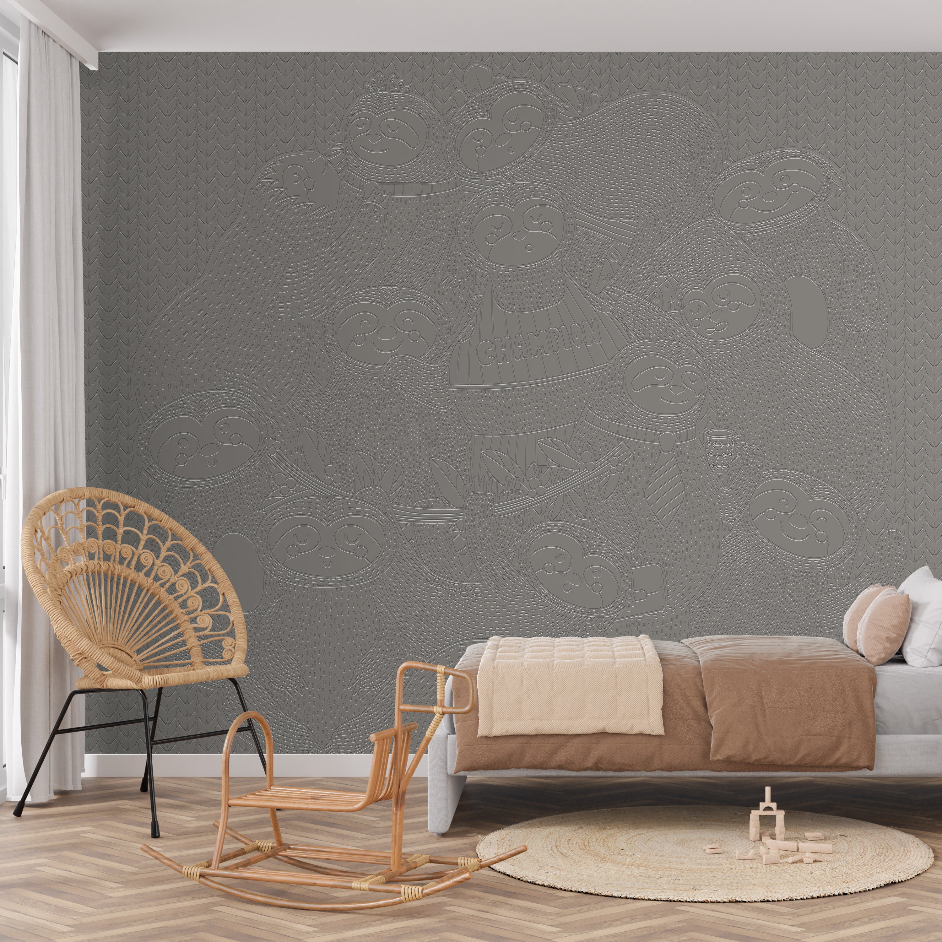 3D Lazy Day Slothscape - Paintable Mural