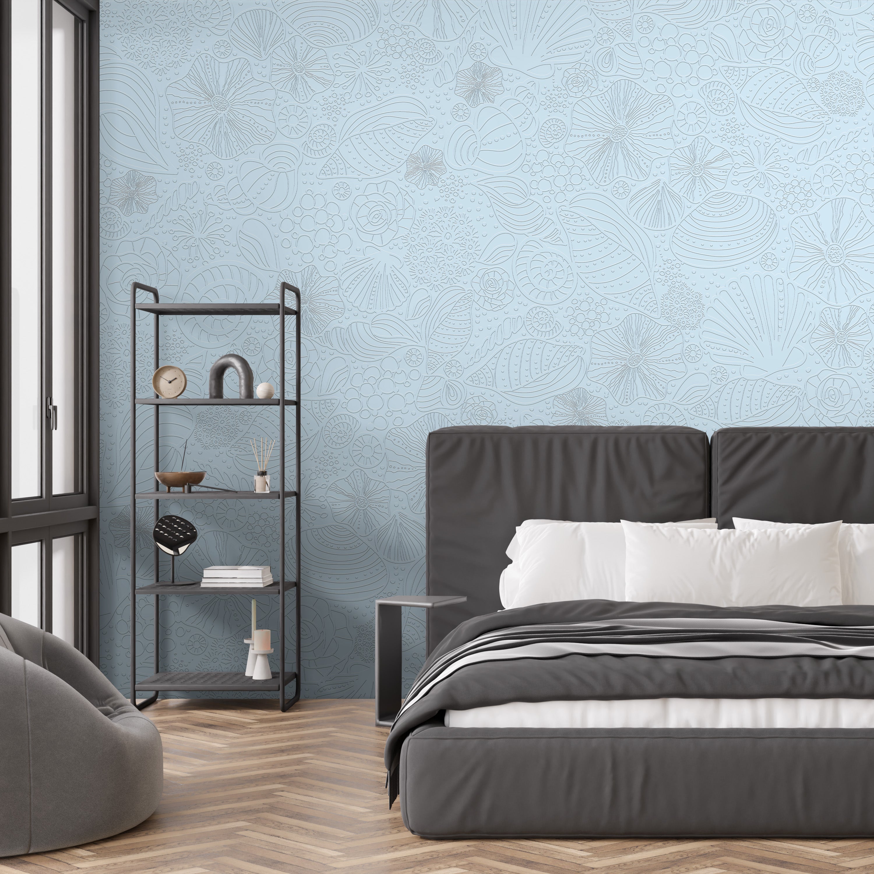3D Seashell Harmony - Paintable Mural