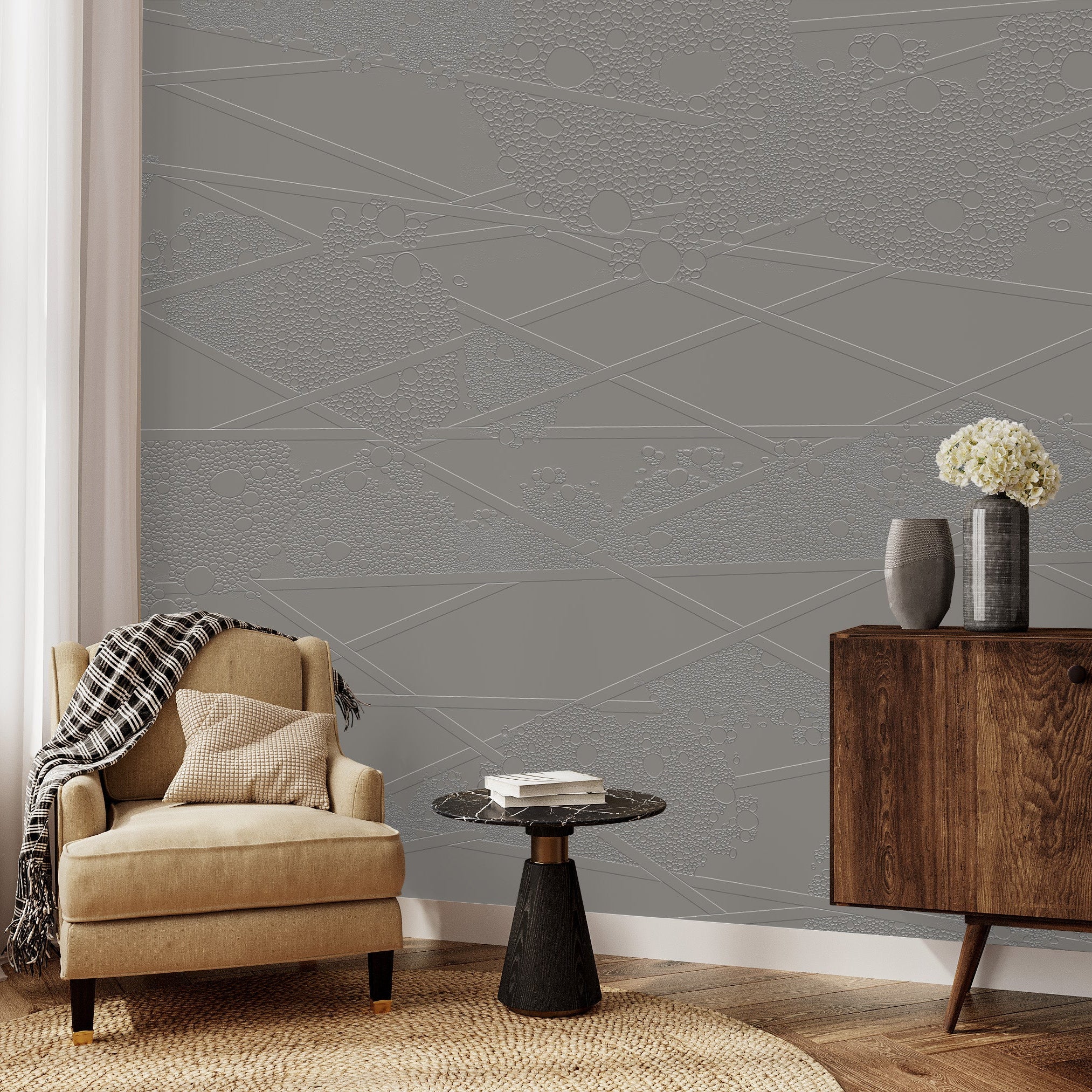 3D Bubble Nexus - Paintable Mural