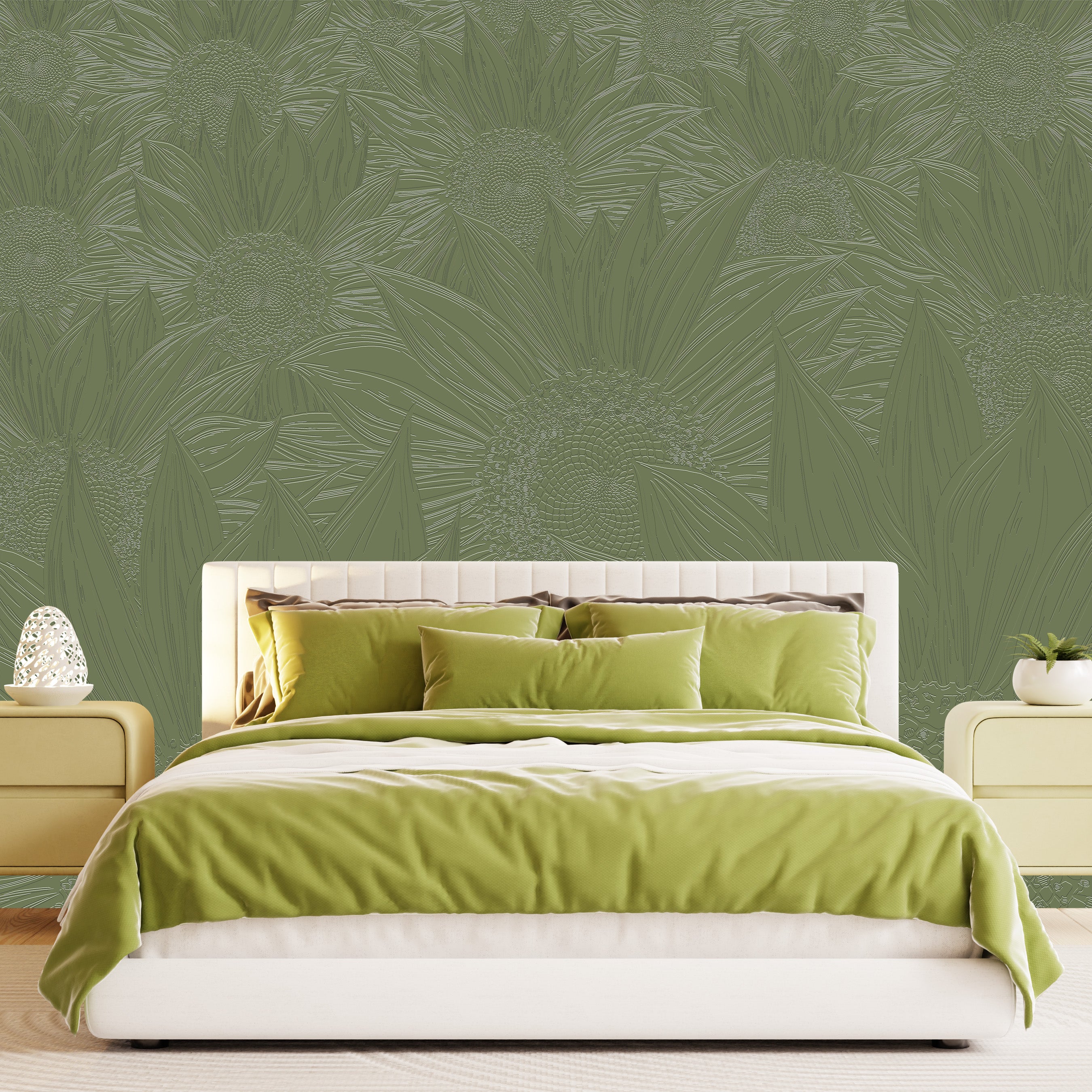 3D Sunflower Serenade - Paintable Mural