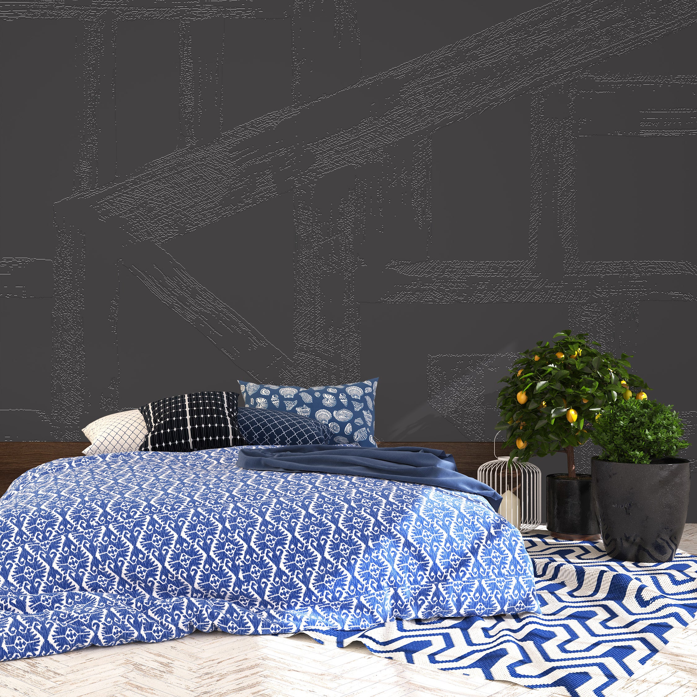 3D Industrial Scape - Paintable Mural