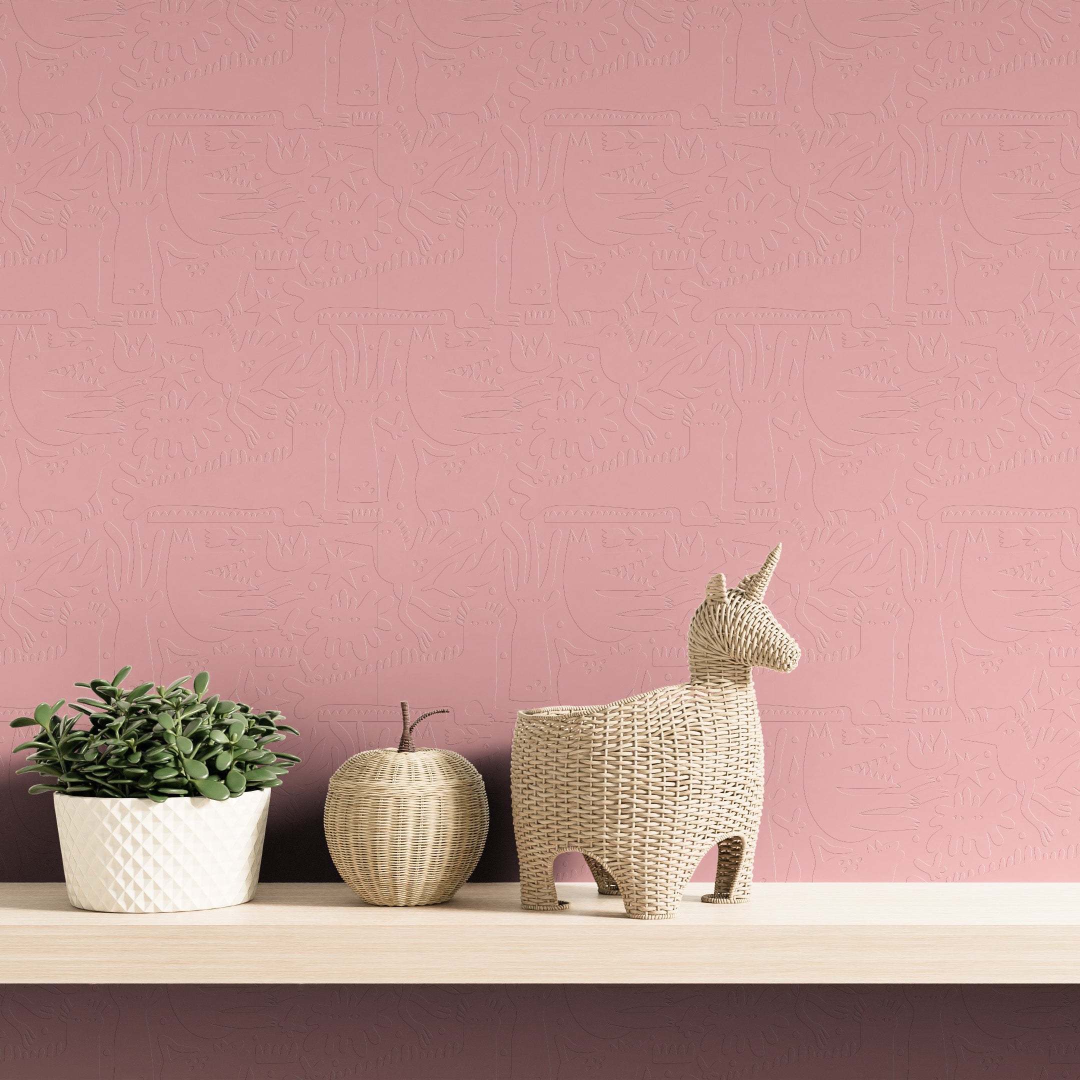 3D Animal Hieroglyphics - Paintable Wallpaper