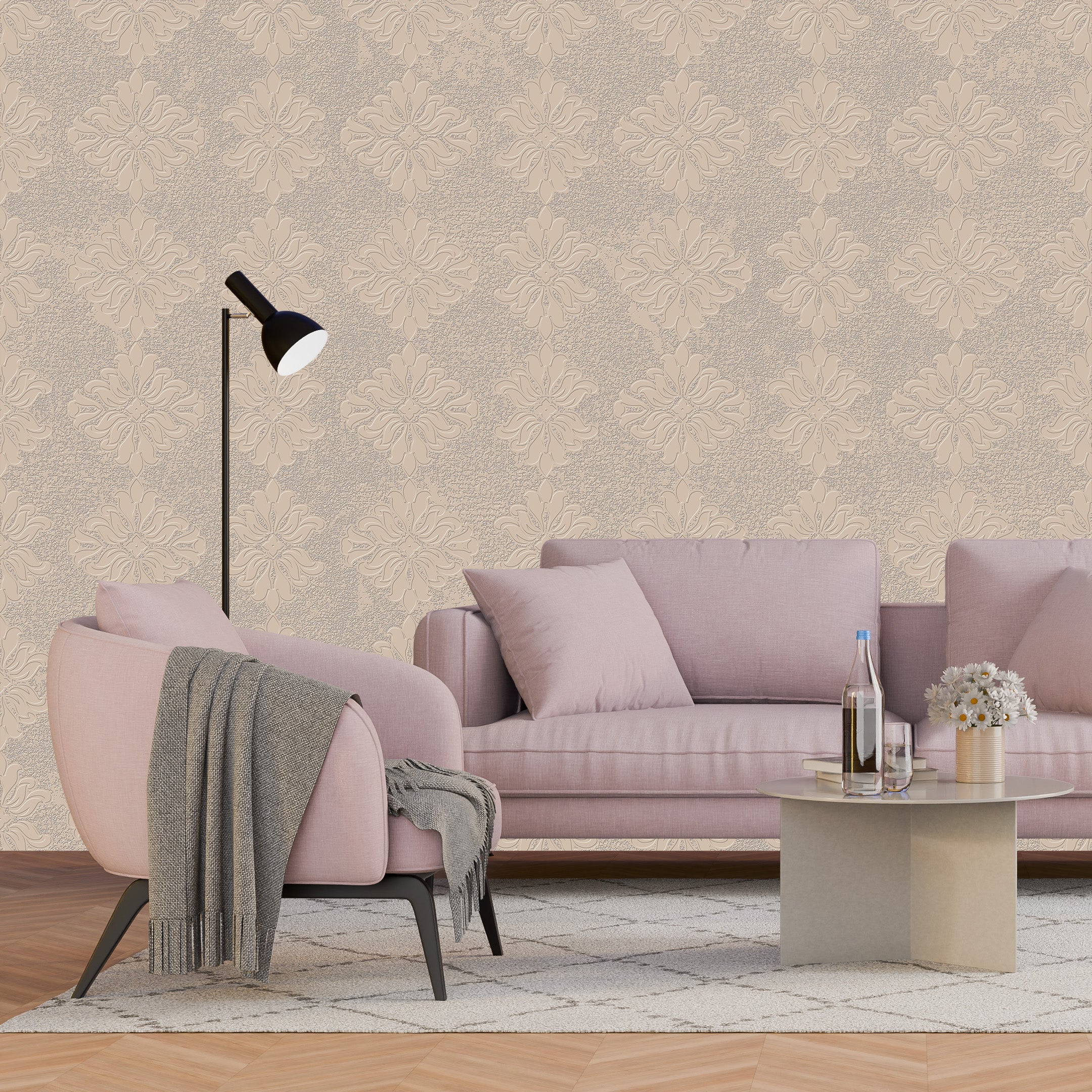3D Victorian Garden Lattice - Paintable Wallpaper
