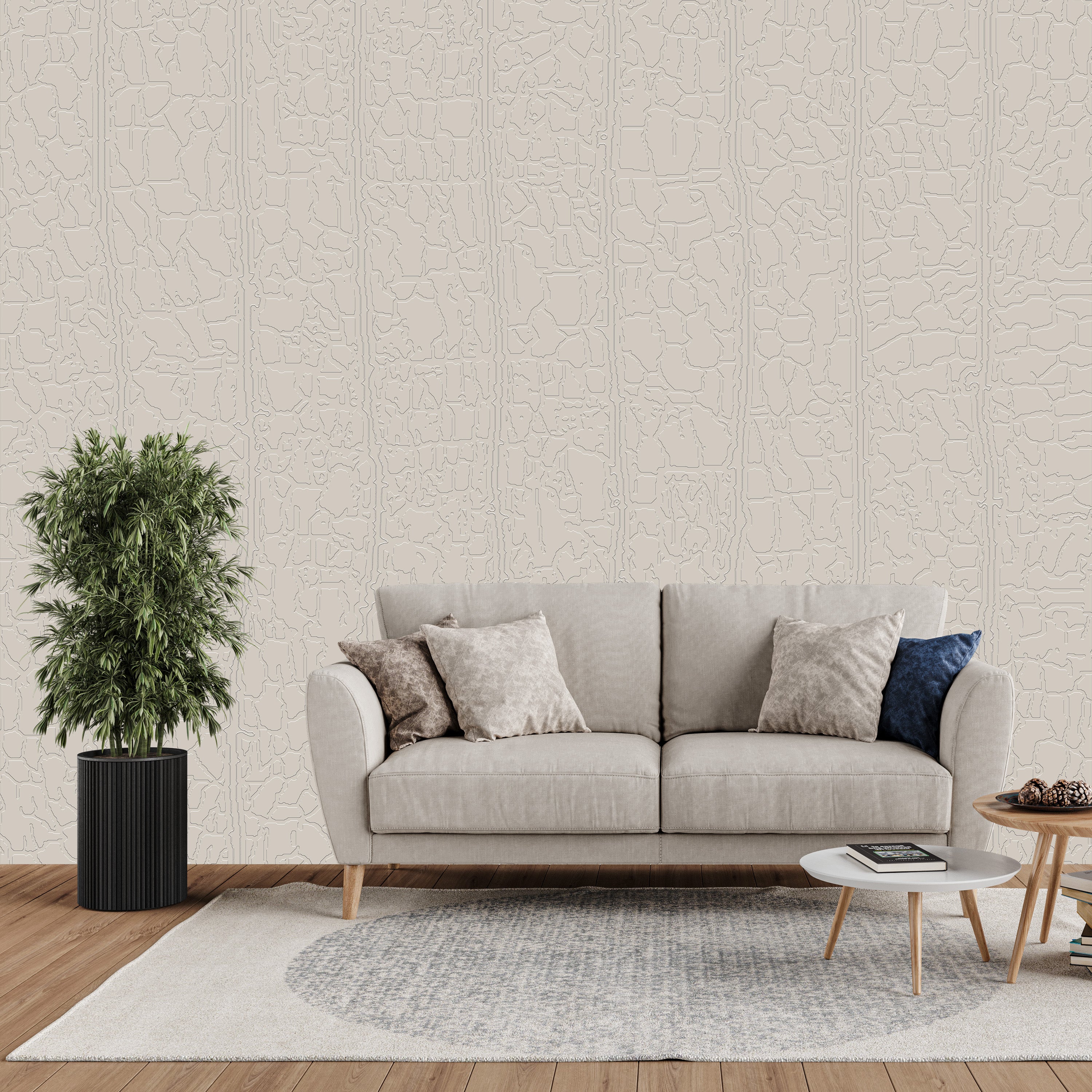 3D Aged Terracotta Grid - Paintable Mural