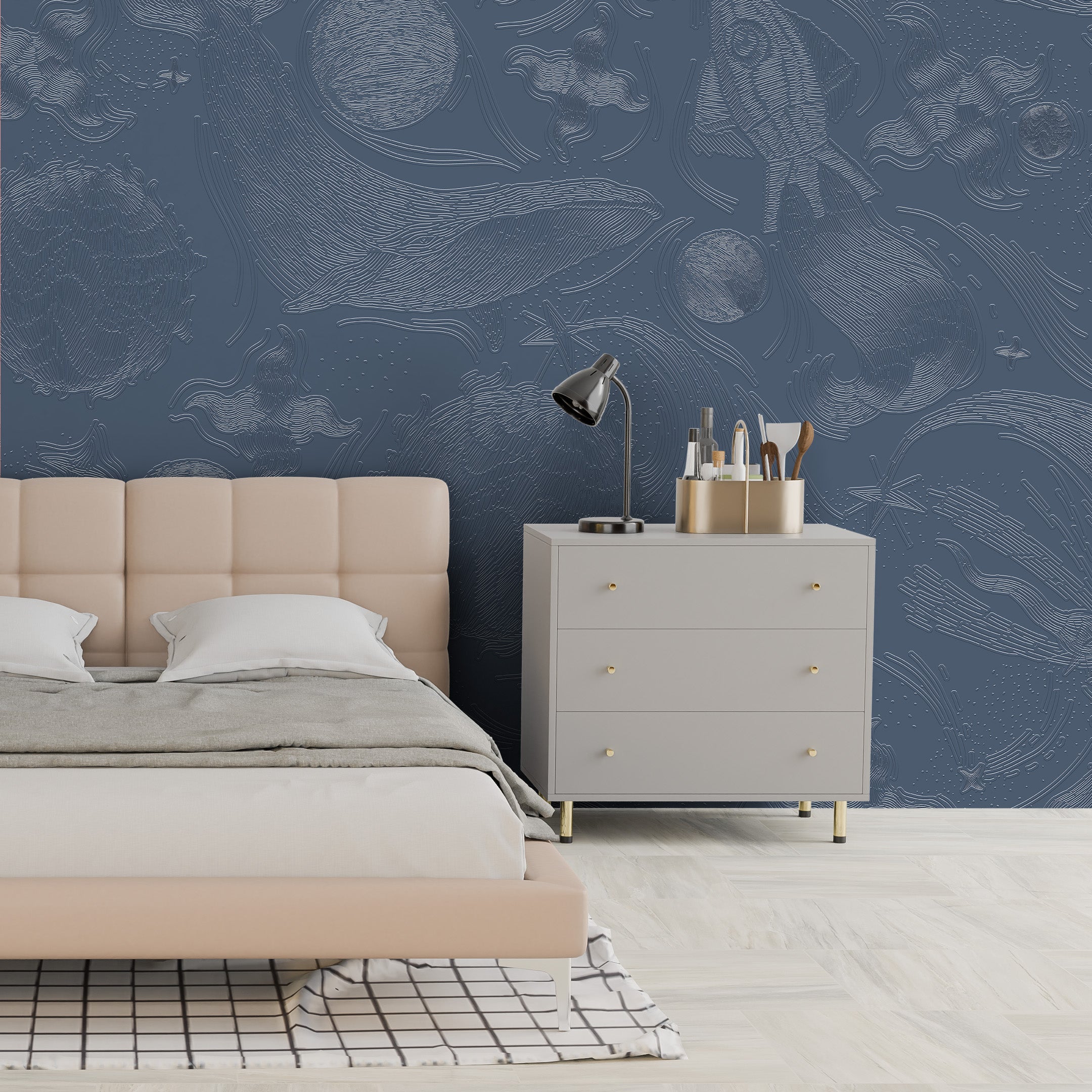 3D Cosmic Whale Journey - Paintable Mural