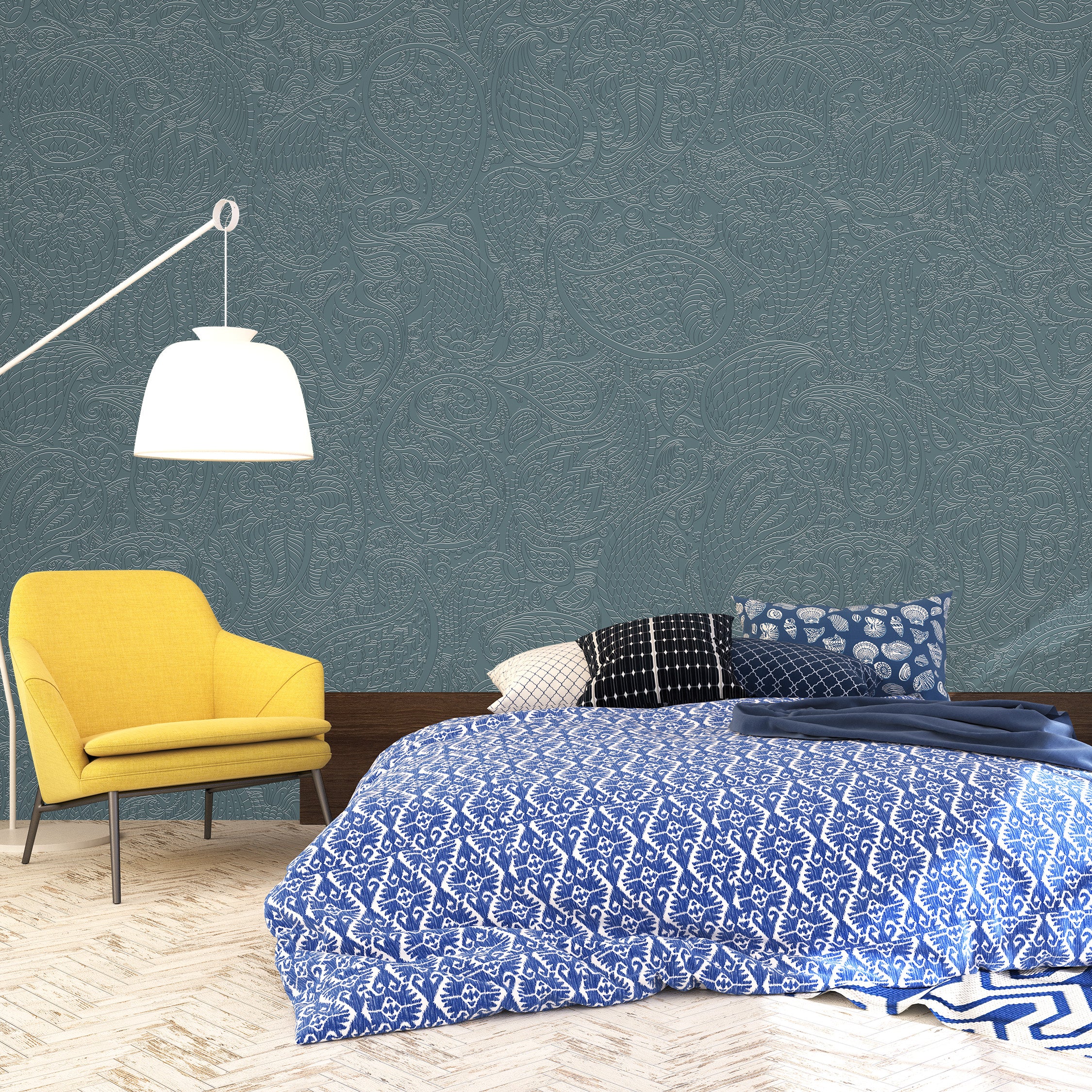 3D Paisley Whisper - Paintable Mural