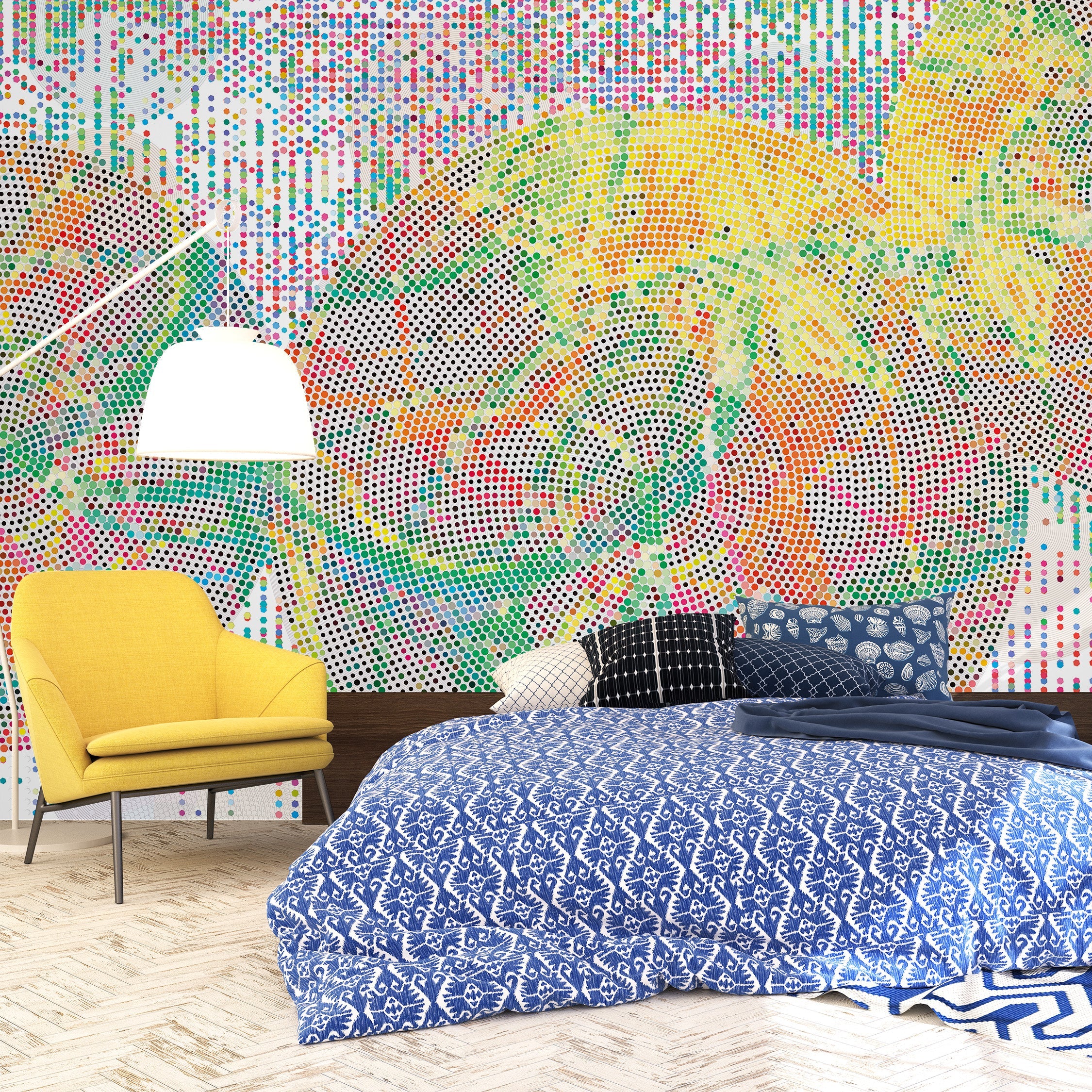 3D Dotted Digital Bloom - Printed Mural