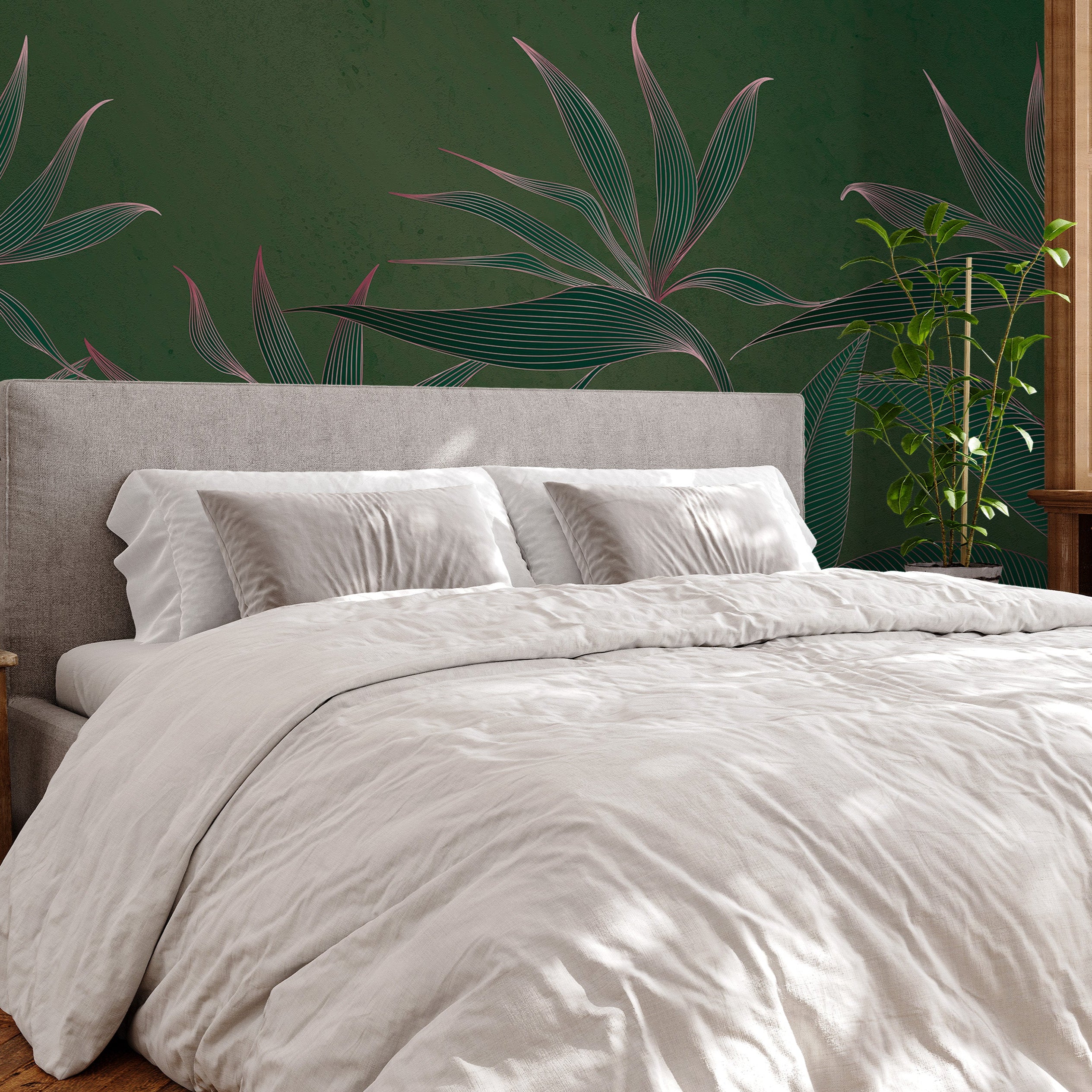 3D Golden Tropical Flowers - Printed Mural
