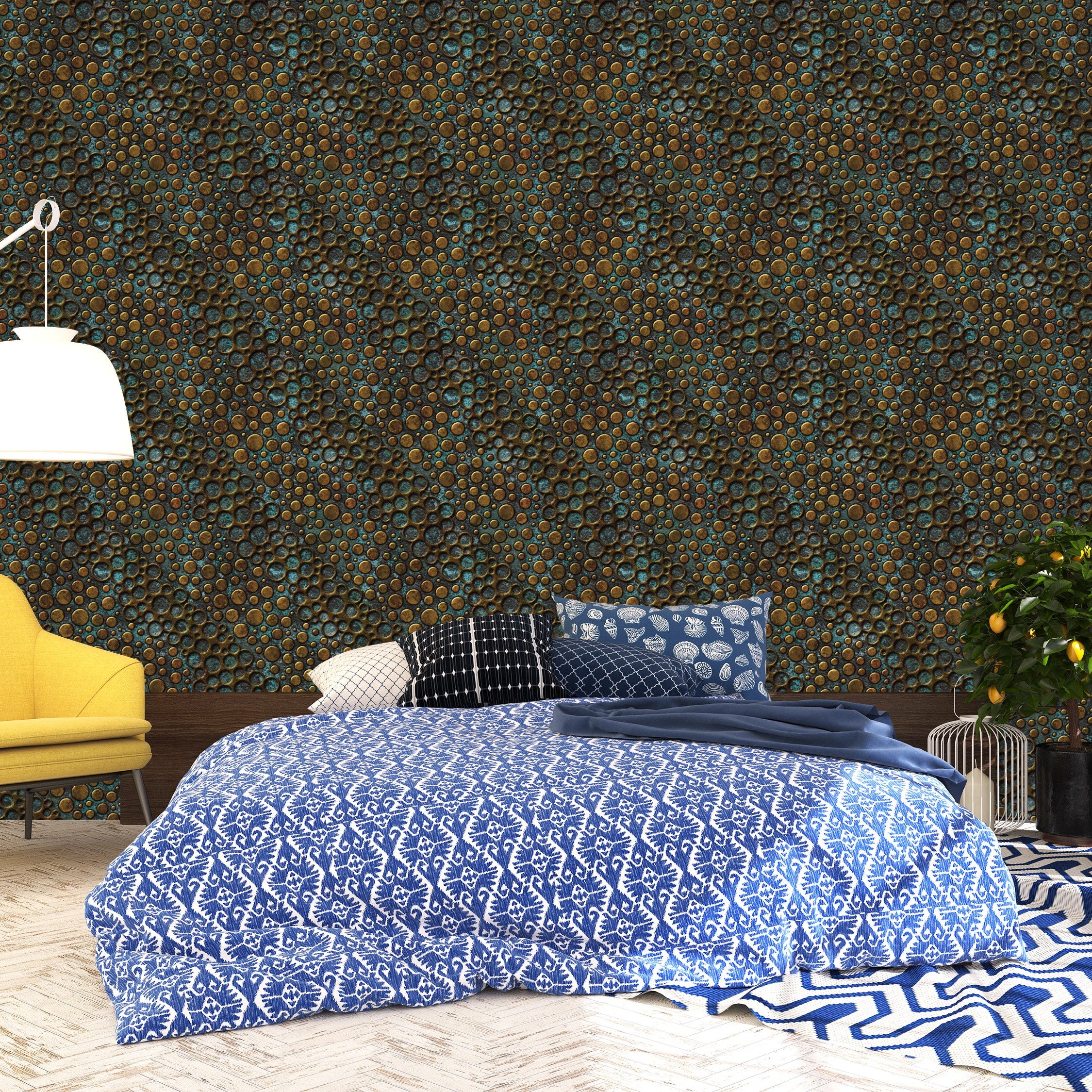 3D Metallic Bubbles - Printed Wallpaper