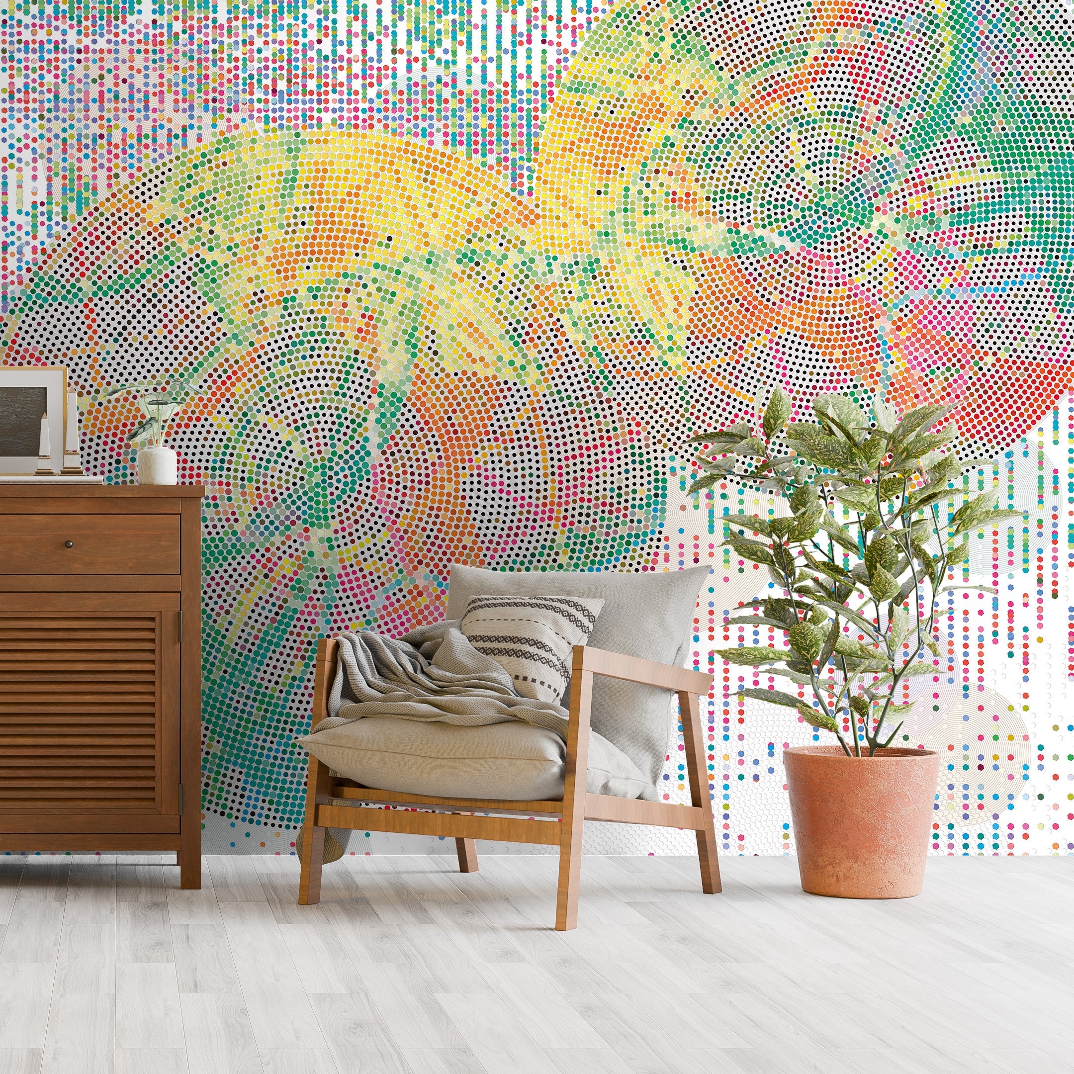 3D Dotted Digital Bloom - Printed Mural