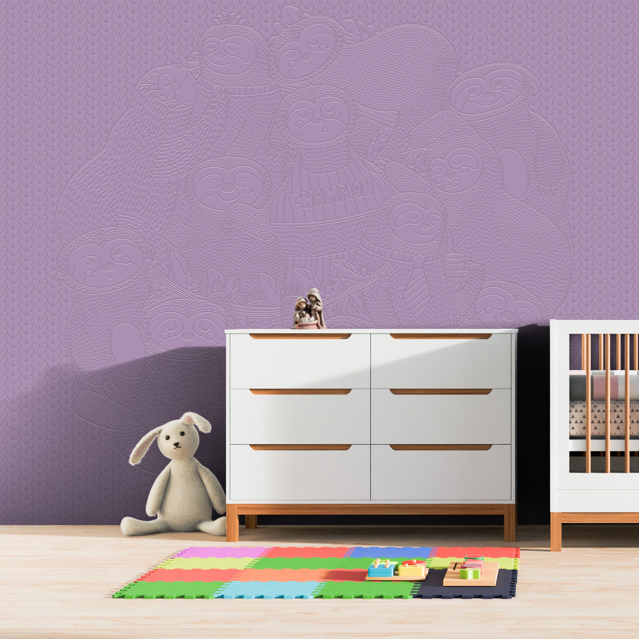 3D Lazy Day Slothscape - Paintable Mural