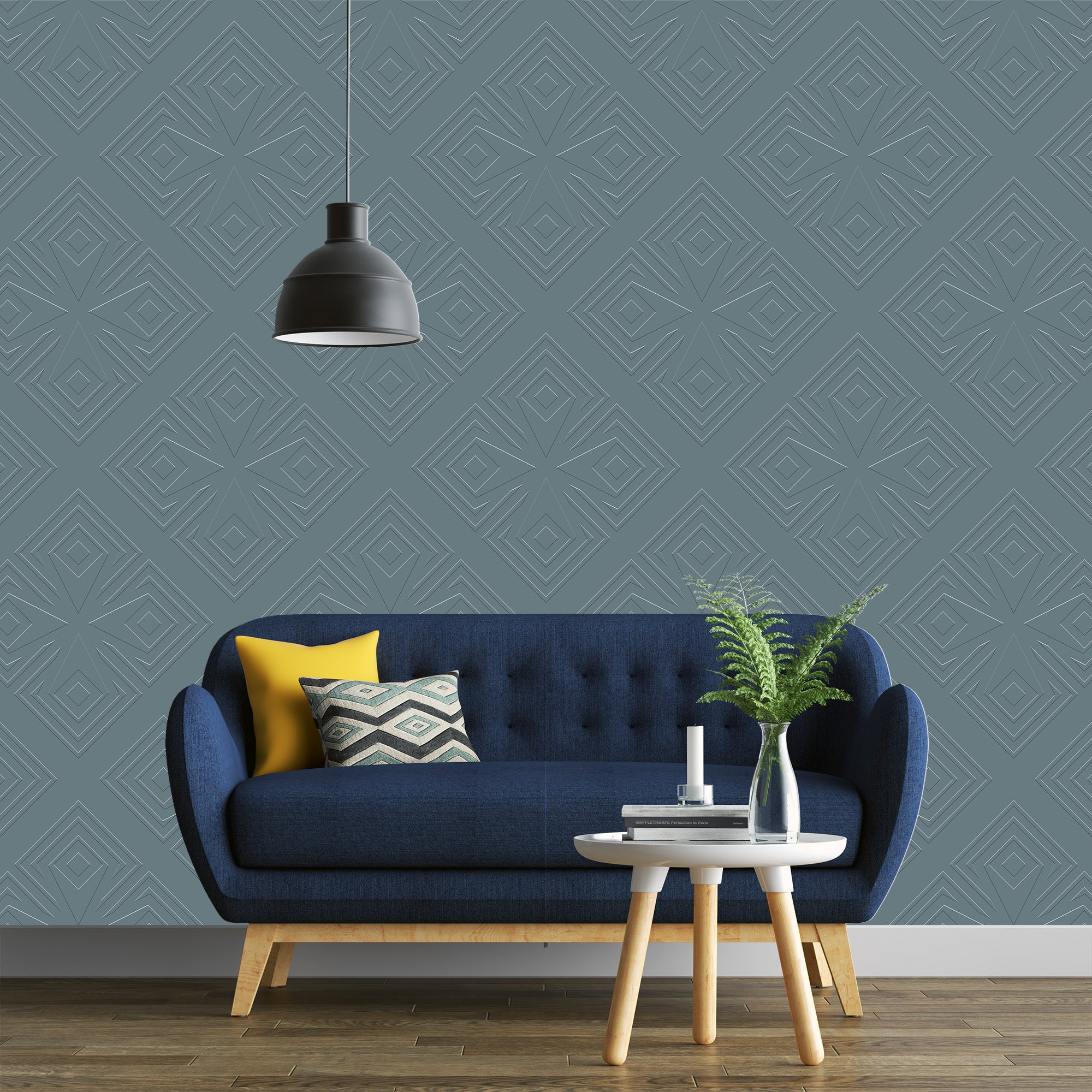 3D Sculpted Floral Diamond - Paintable Wallpaper