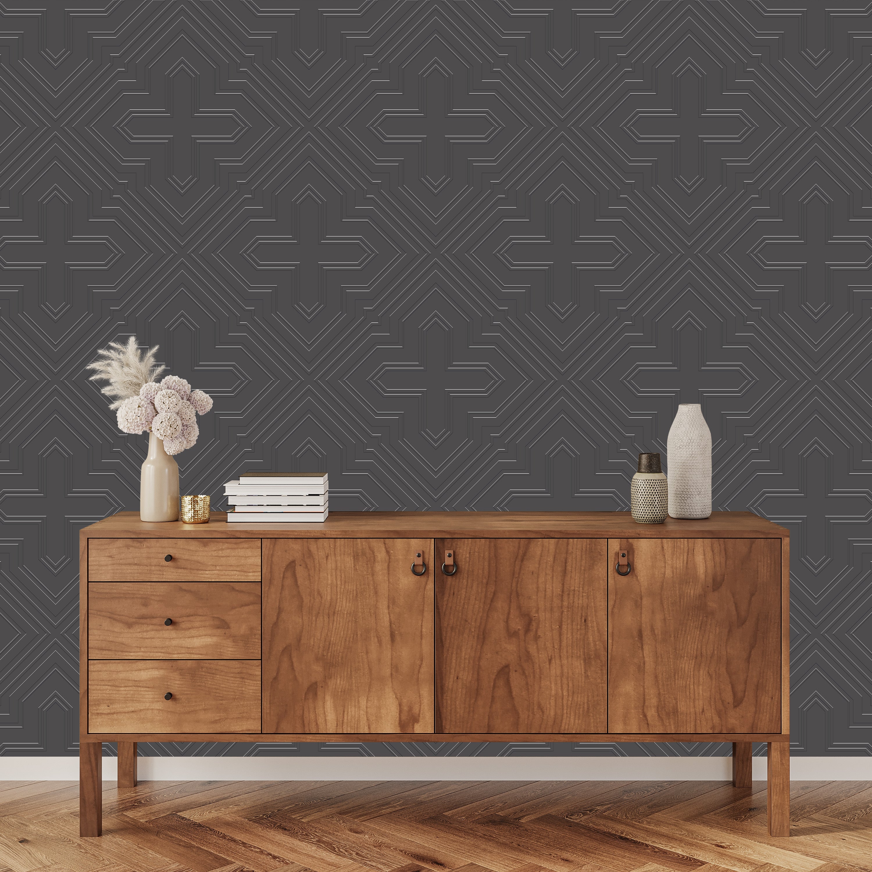 3D Linear Vault Array - Paintable Wallpaper