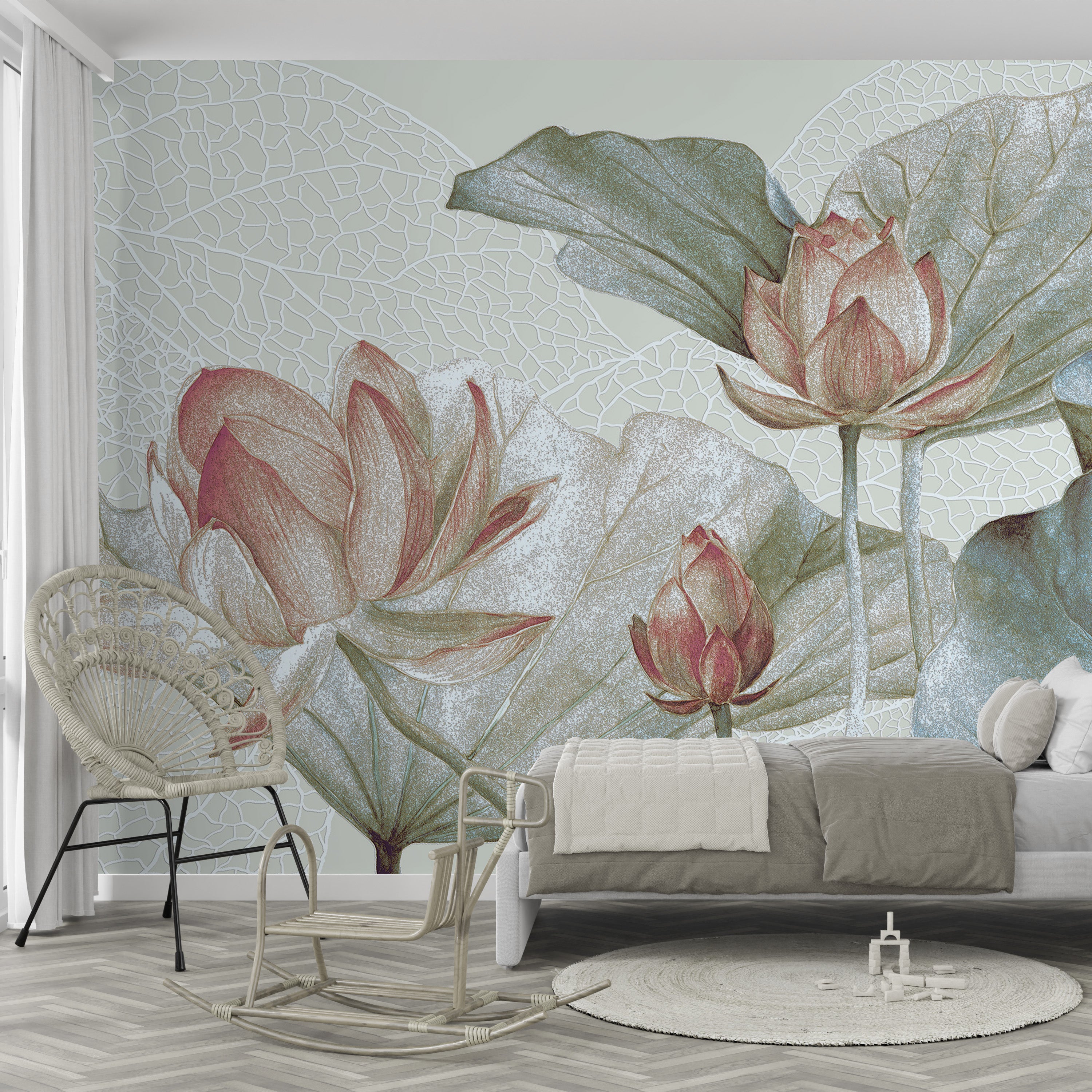3D Lotus Flower - Printed Mural