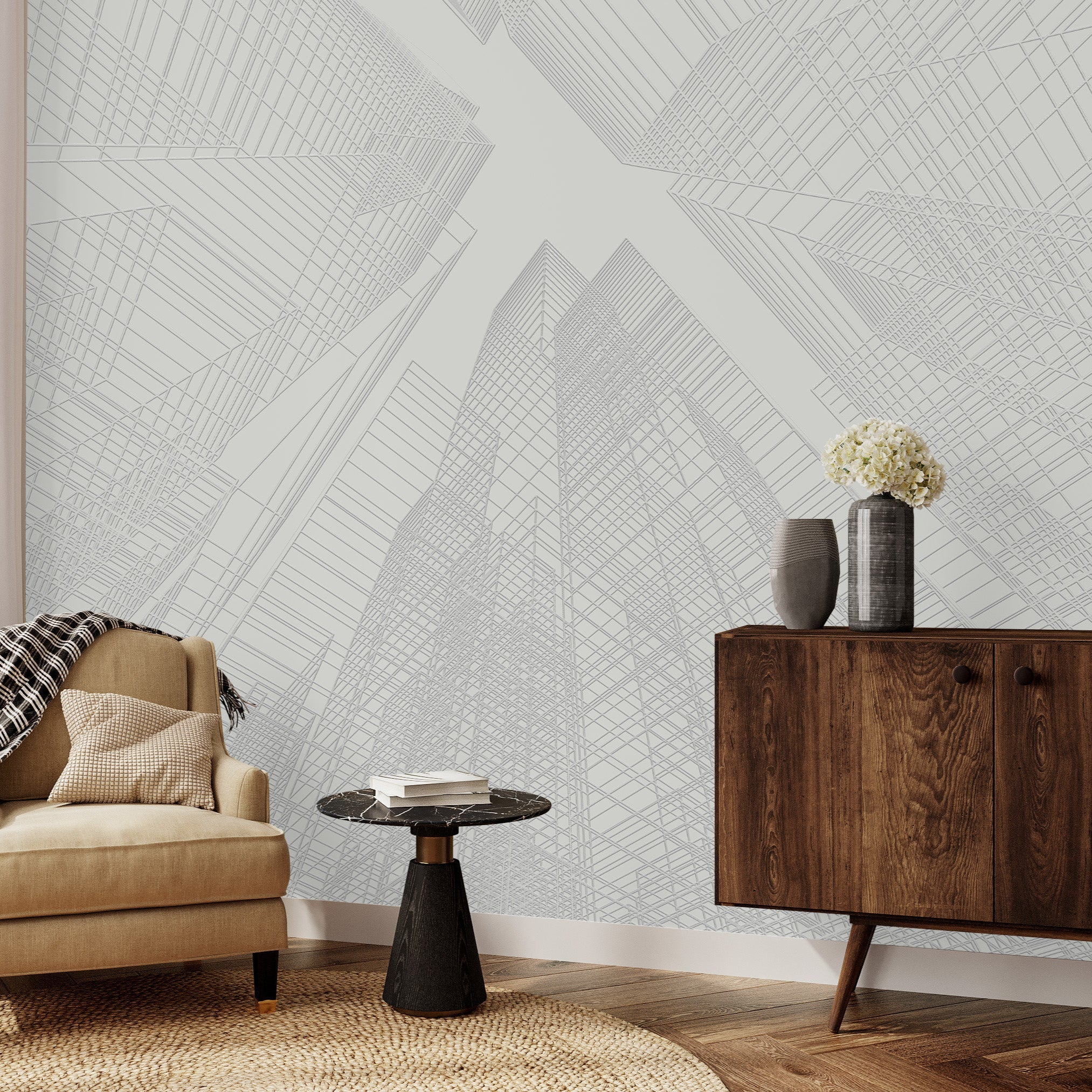 3D Abstract Architectural Patterns - Paintable Mural