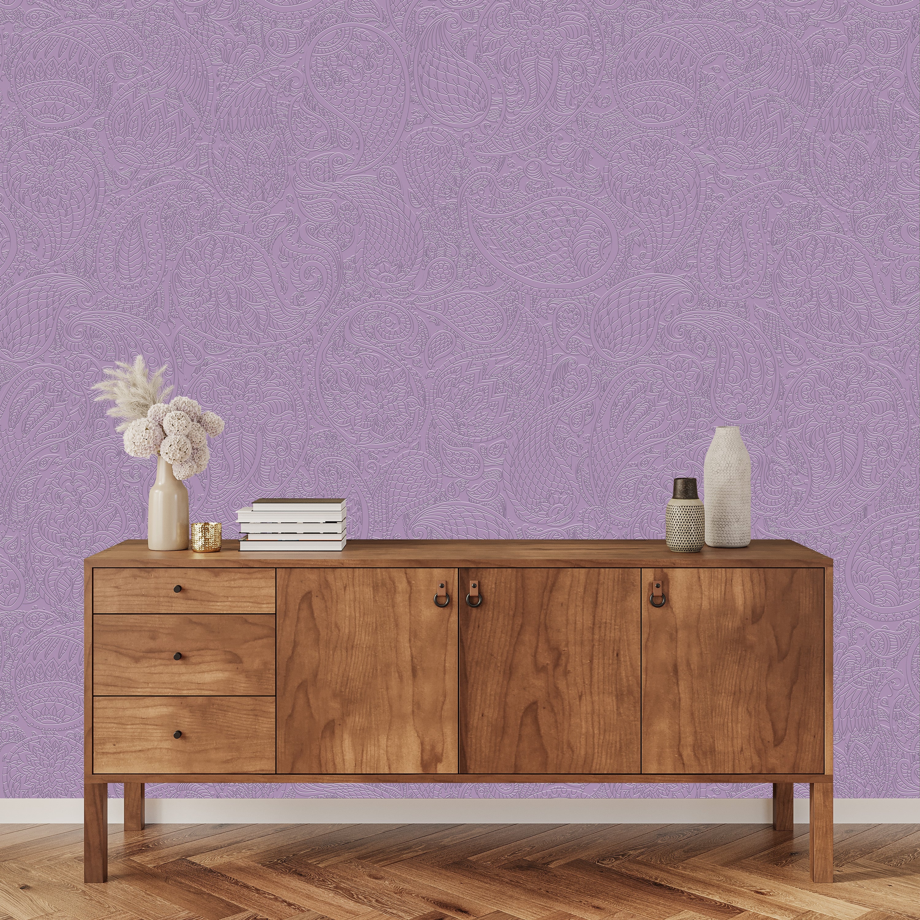 3D Paisley Whisper - Paintable Mural