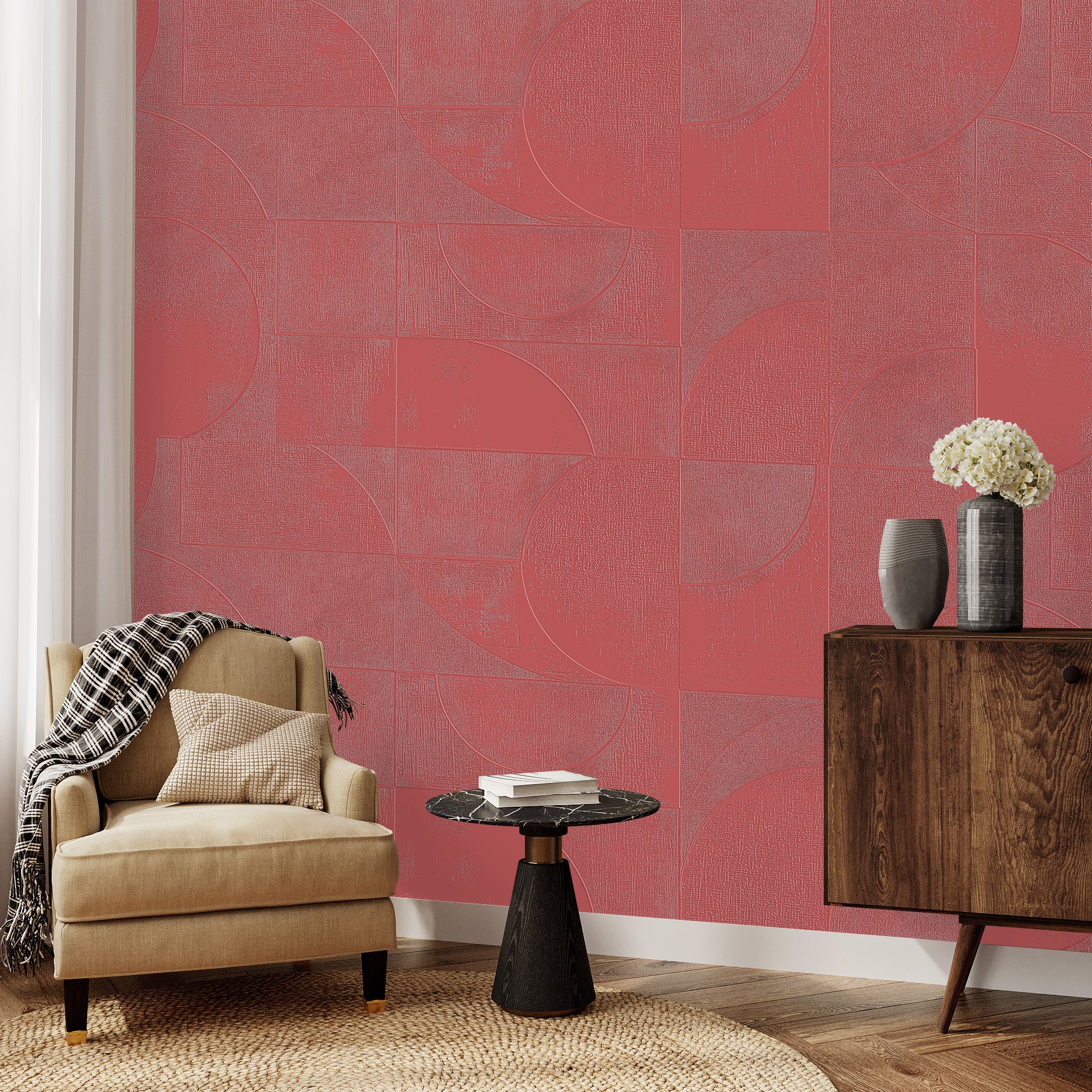 3D Mid-Century Bauhaus Relief - Paintable Mural