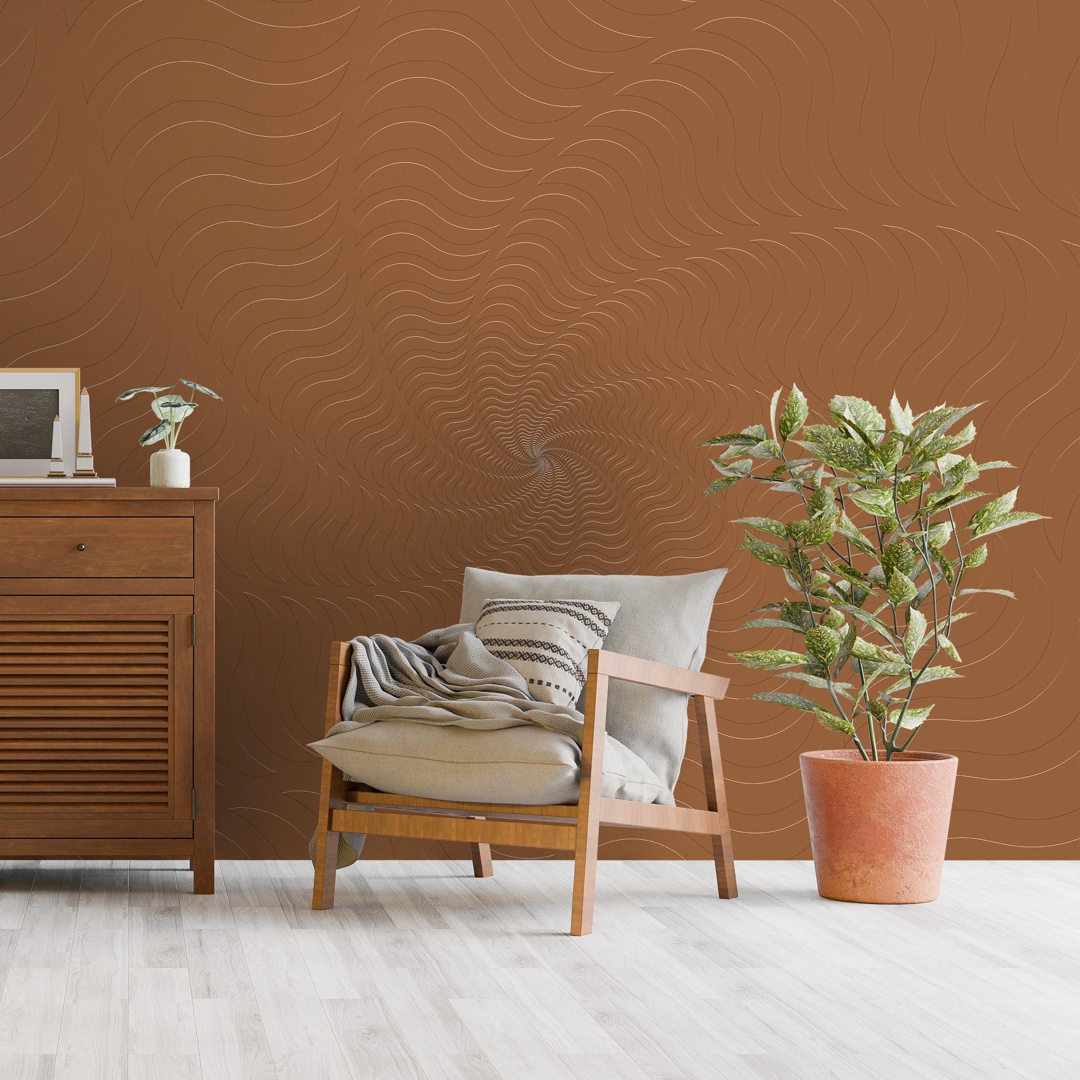 3D Hypnotic Swirl - Paintable Mural