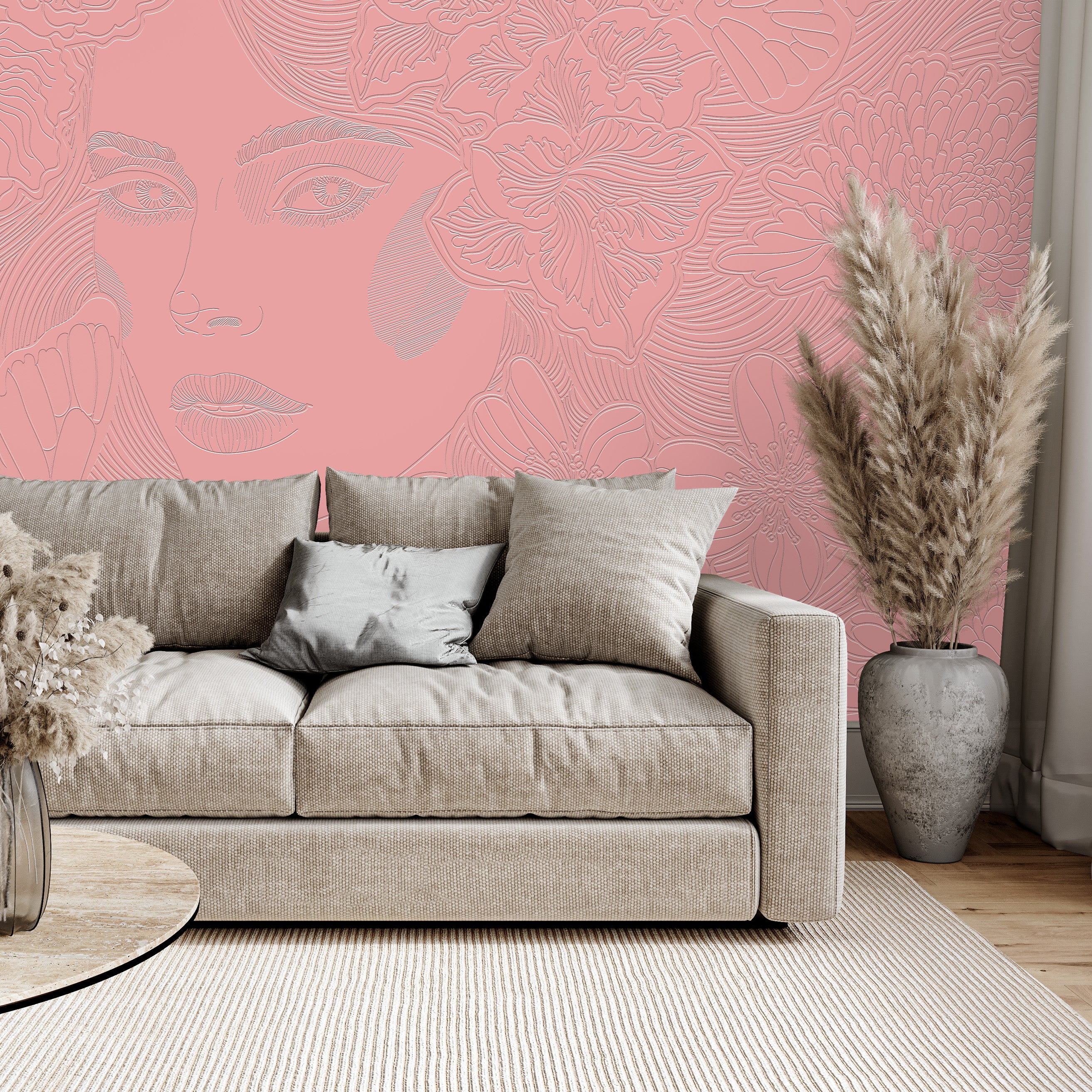 3D Floral Serenity - Paintable Mural