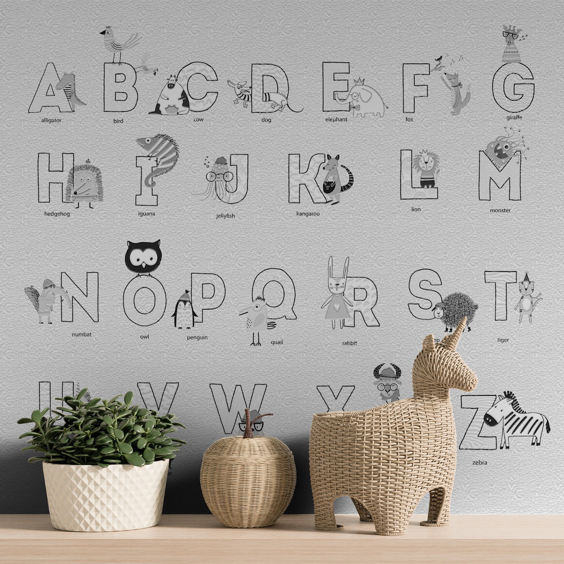 3D Alphabet Zoo - Printed Mural