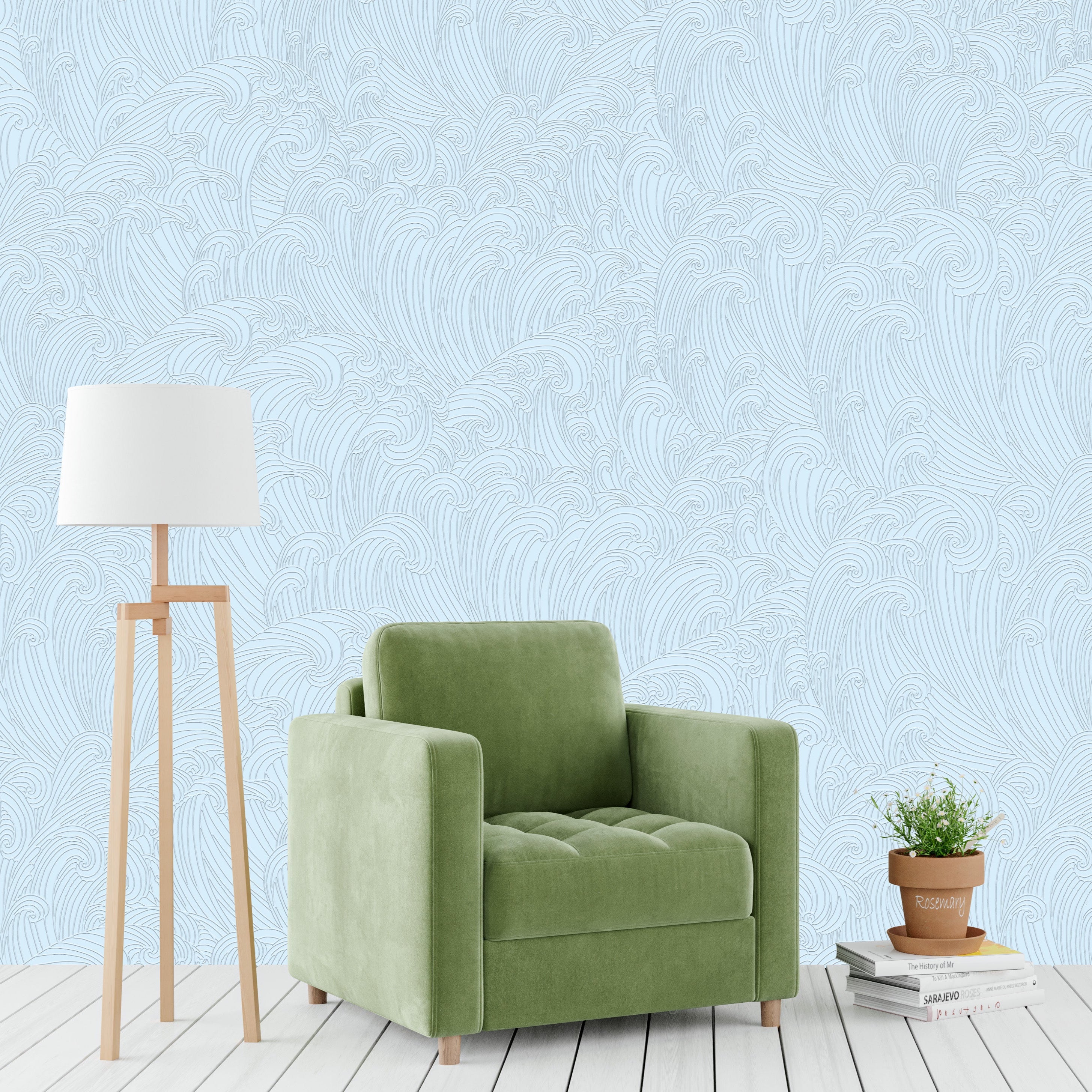 3D Abstract Waves - Paintable Mural